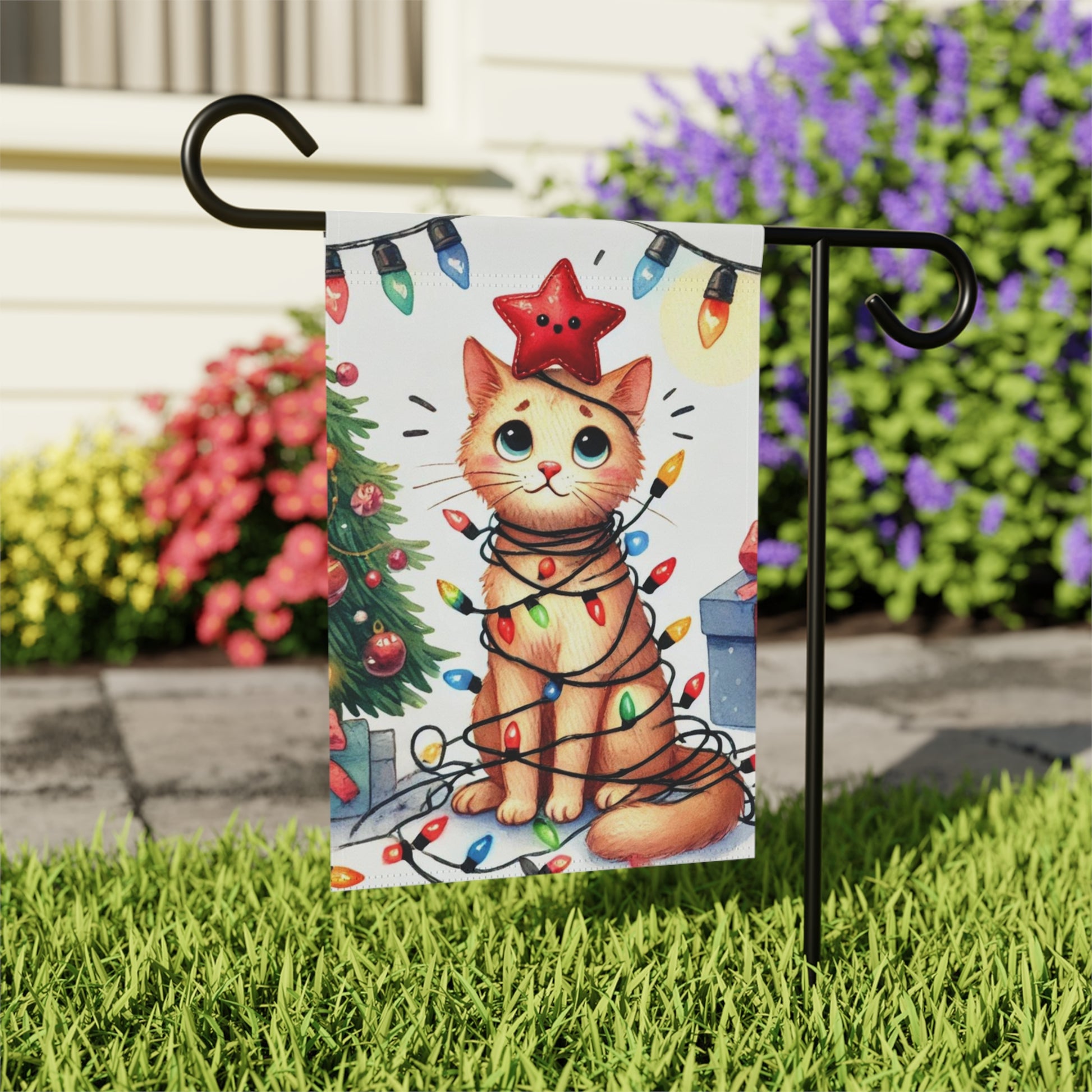 Cat Christmas Tree - Garden & House Banner   