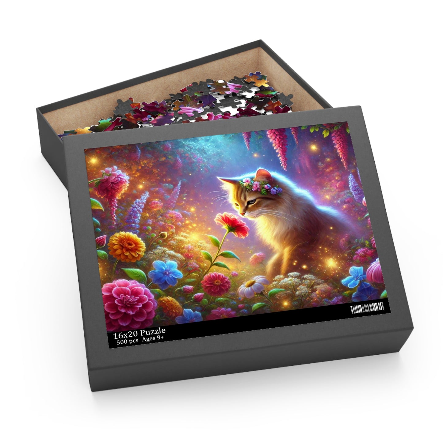 Magic Flower Garden Puzzle - Cat Lover Gift 120, 252, or 500 -piece options   