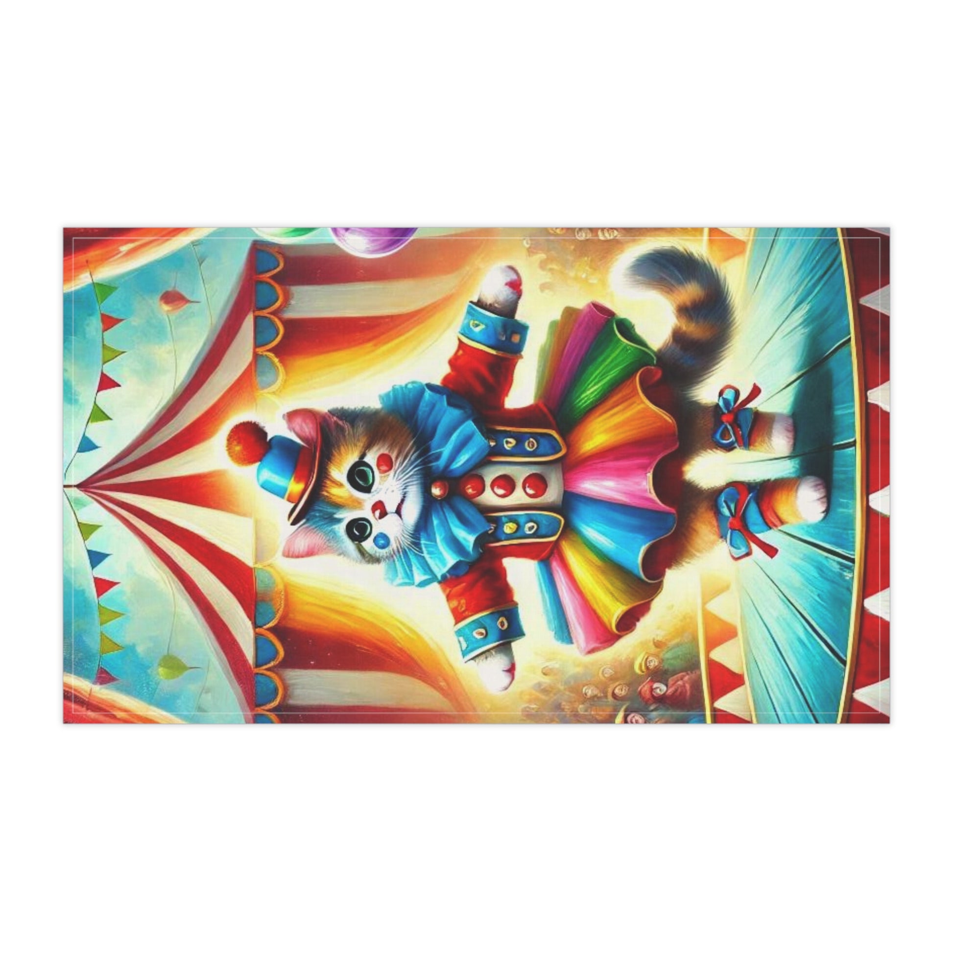 Circus Cat Clown Performer - Kitchen Tea Towel   