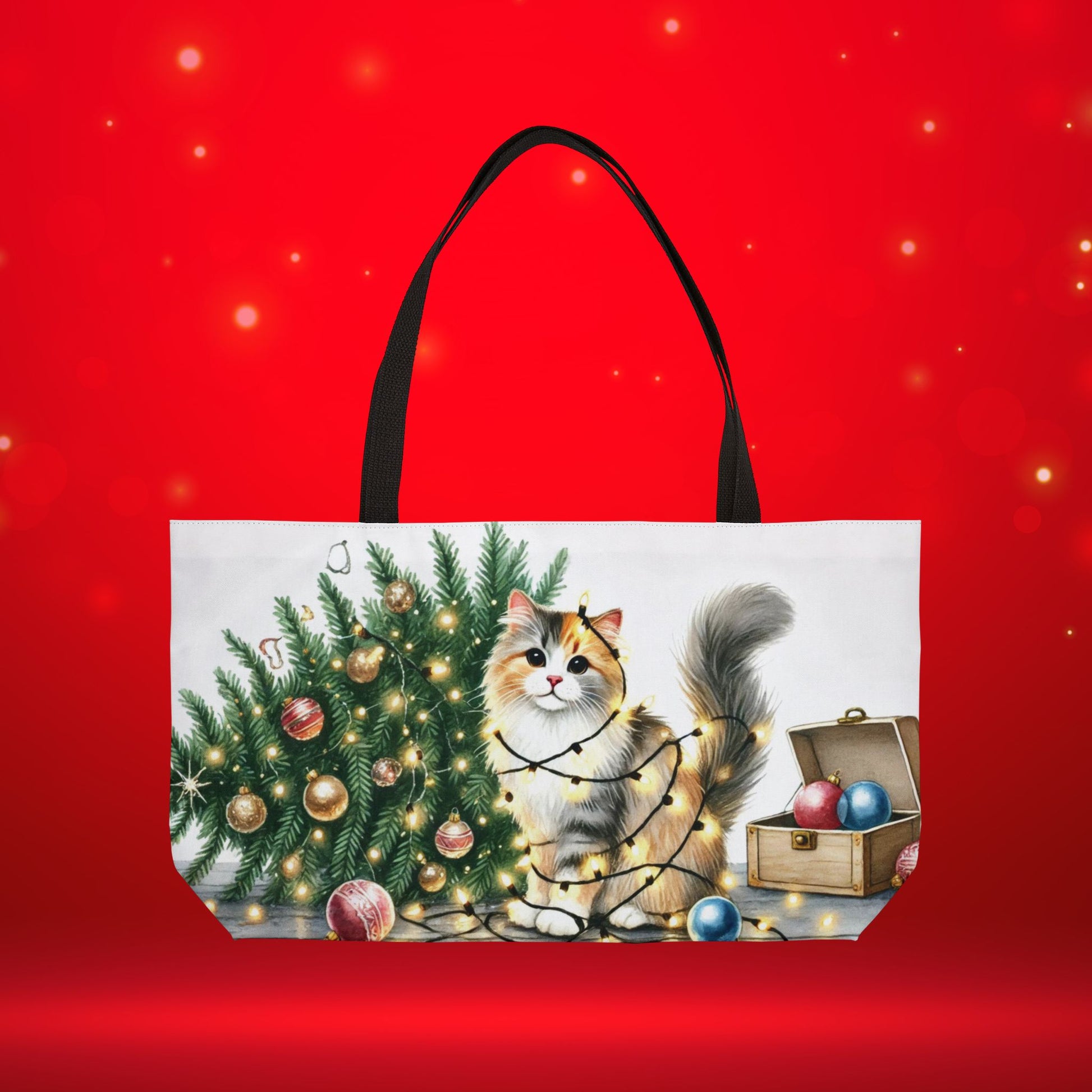 Kitty Christmas Lights  - Weekender Tote Bag   