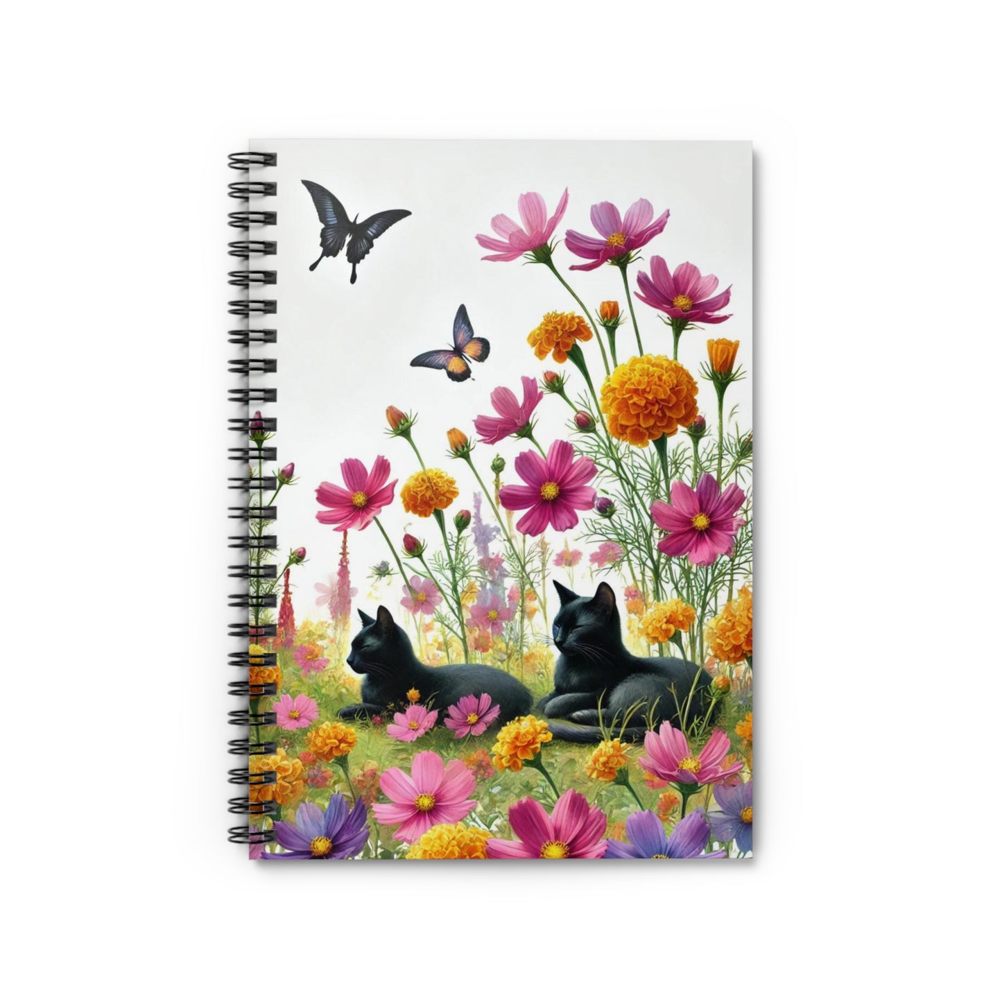 October Birth Flower - Cat Lover - Spiral Notebook - Ruled Line   