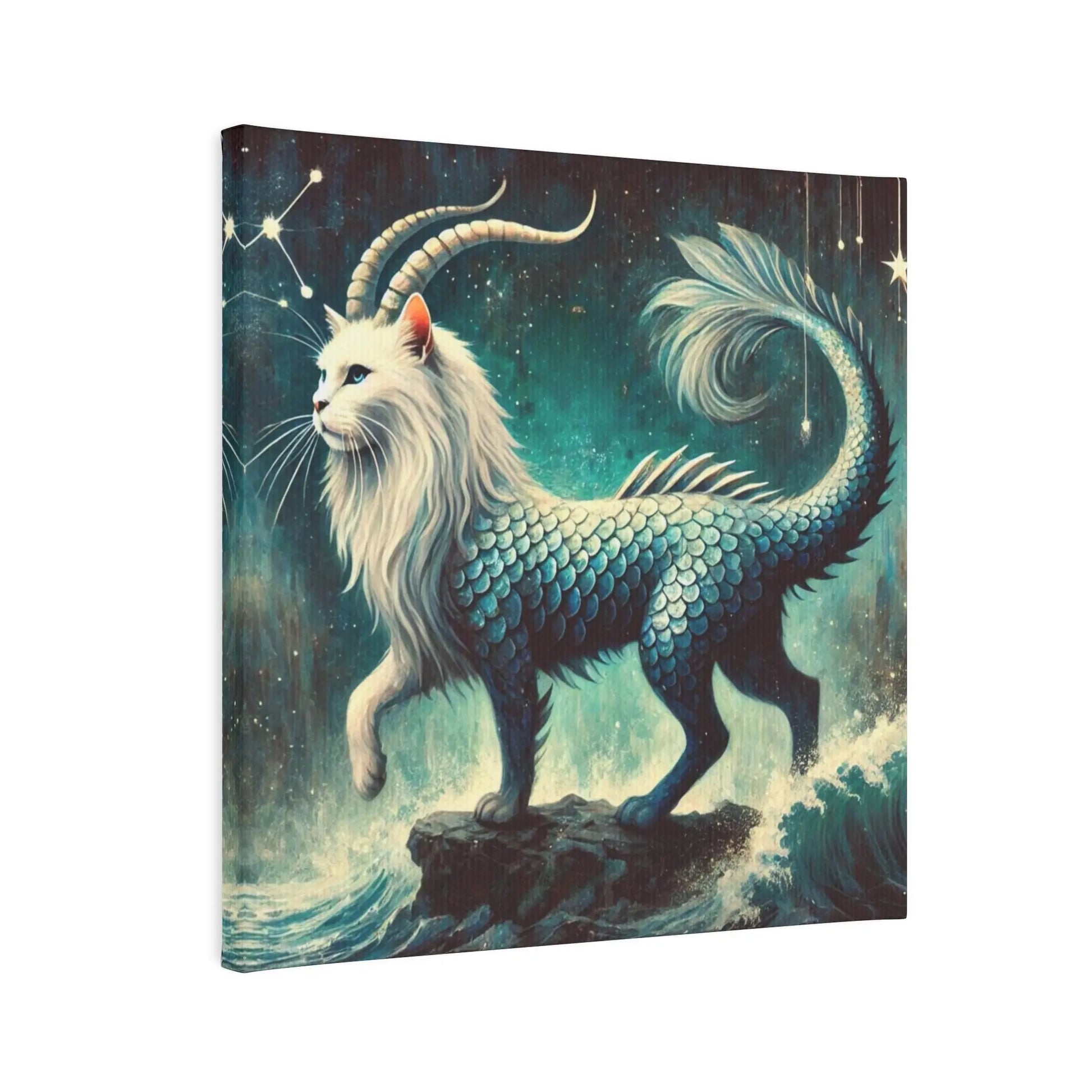 Capricorn - Cat Sea Goat  - Cat Lover - Wall Art Decor 8x8   