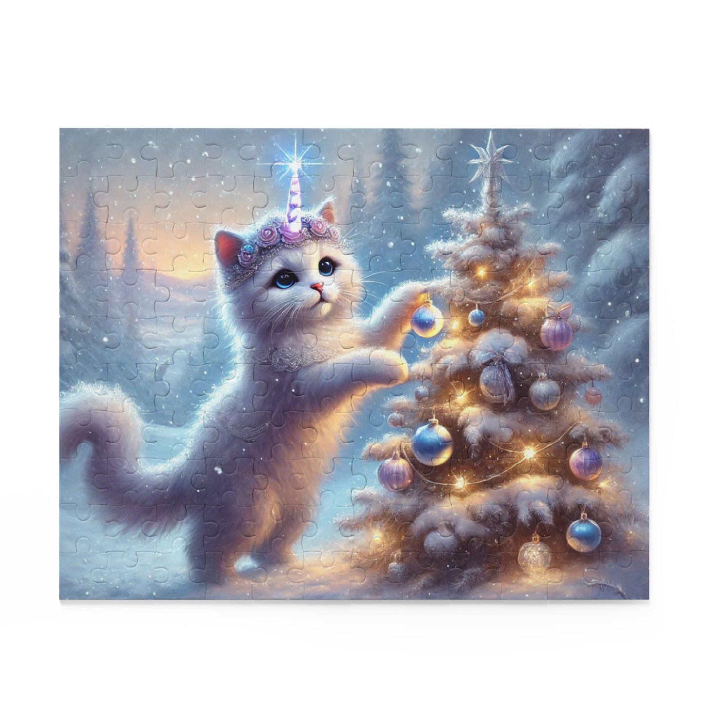 Winter Magic Caticorn Puzzle - Cat Unicorn Gift 120, 252, or 500 -piece options   