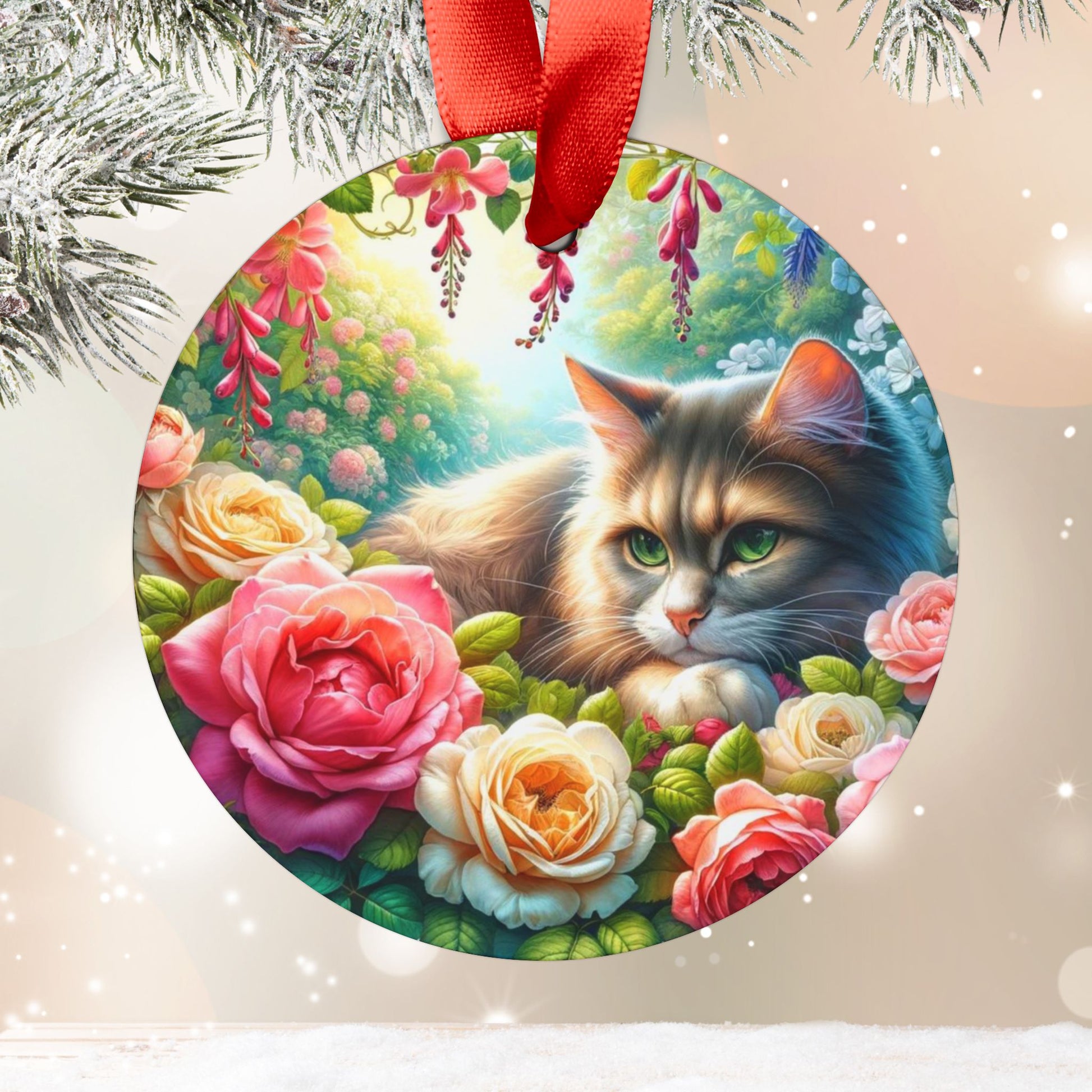 June Birth Flower - Cat Lover - Ornament   