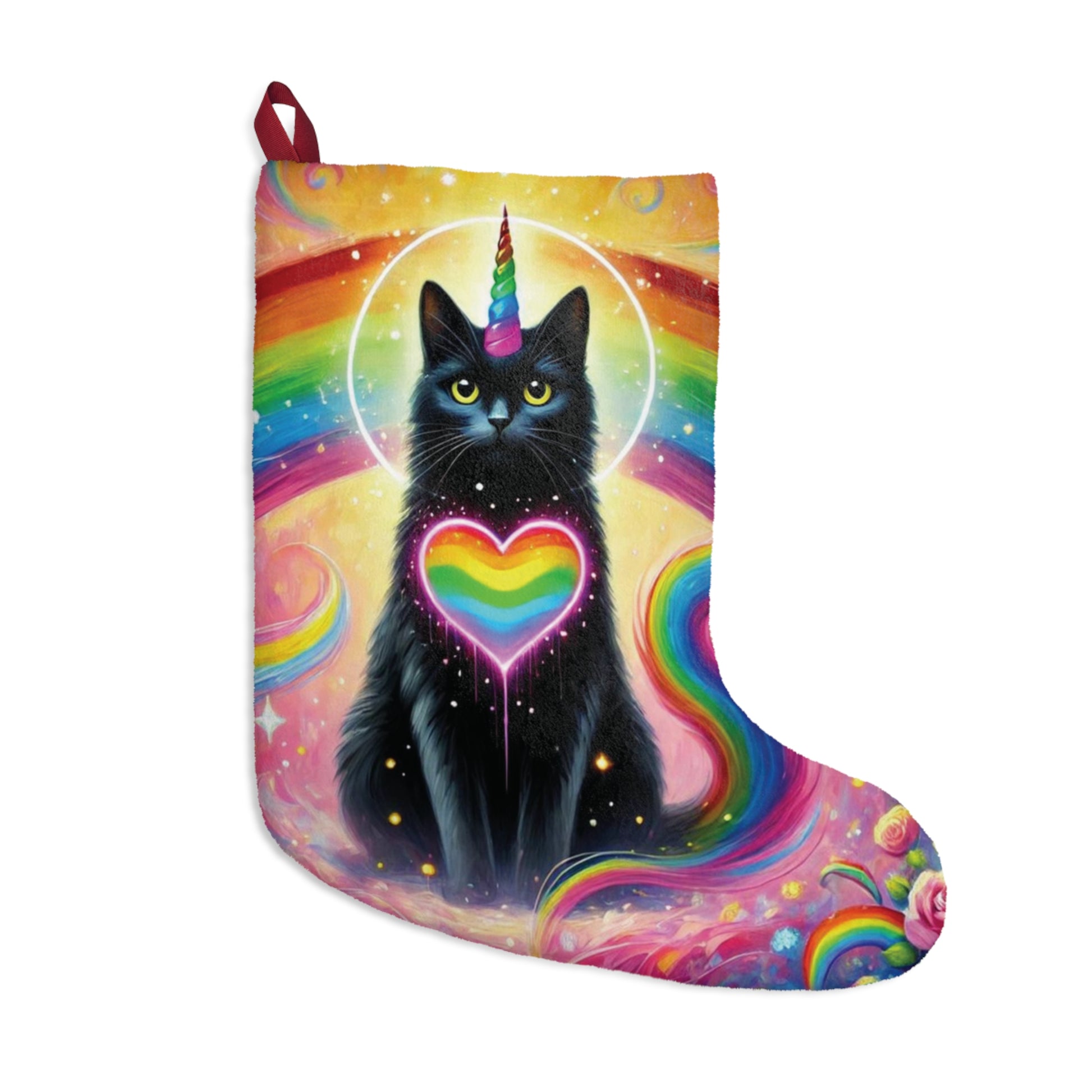 Caticorn Rainbow Heart - Cat Unicorn - Christmas Stockings   