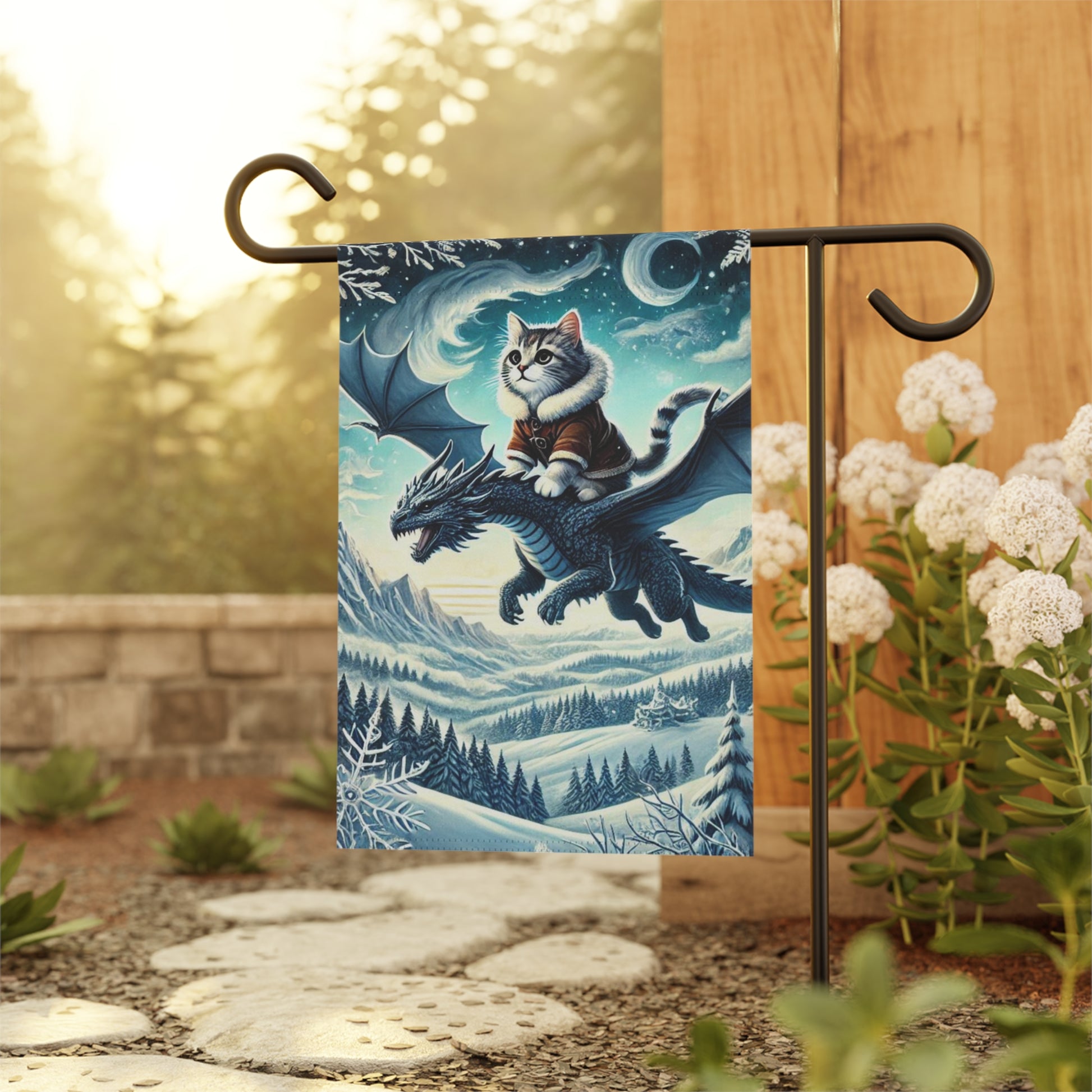 Winter Dragon Adventures - Cat Lover - Garden & House Banner   