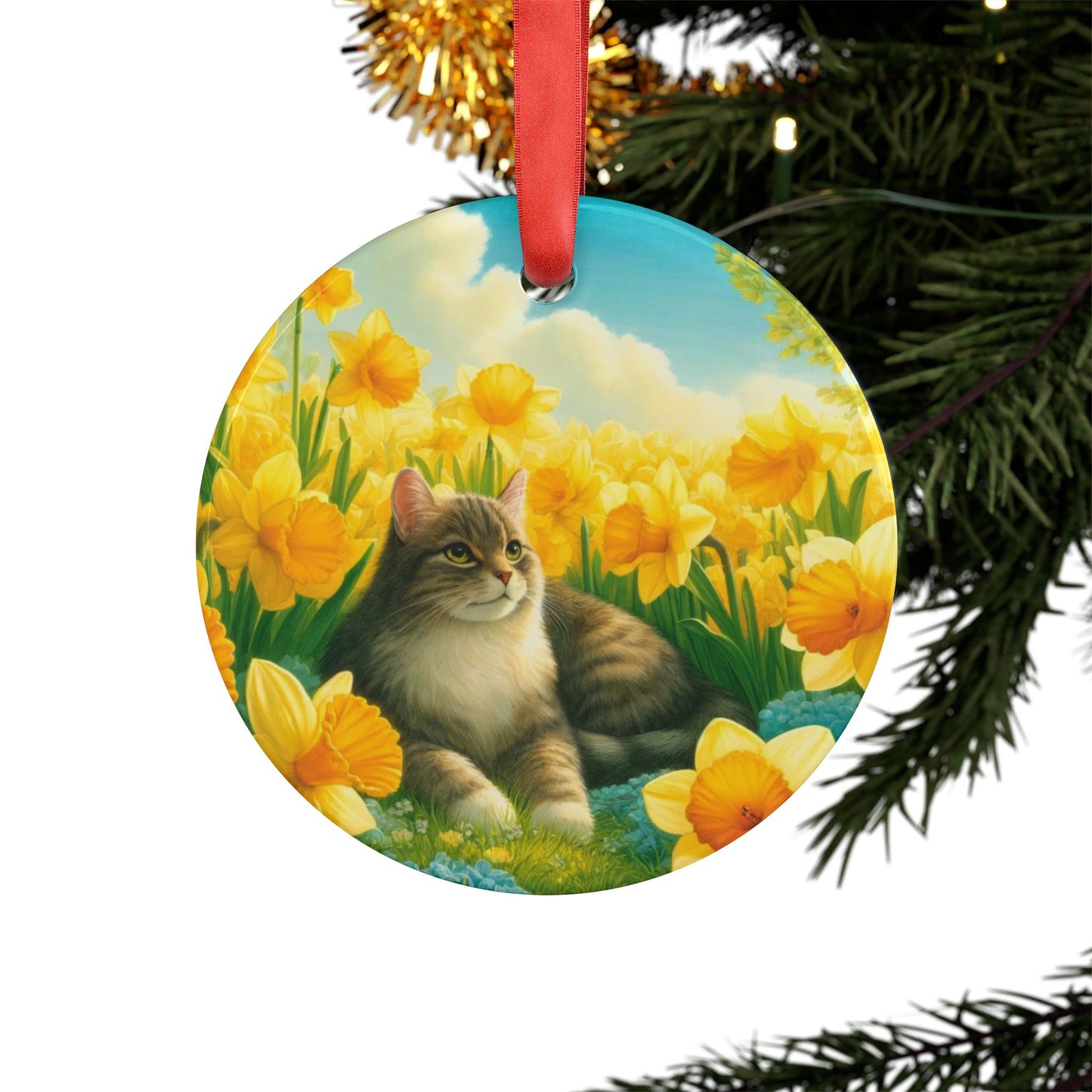 March Birth Flower - Cat Lover - Ornament   