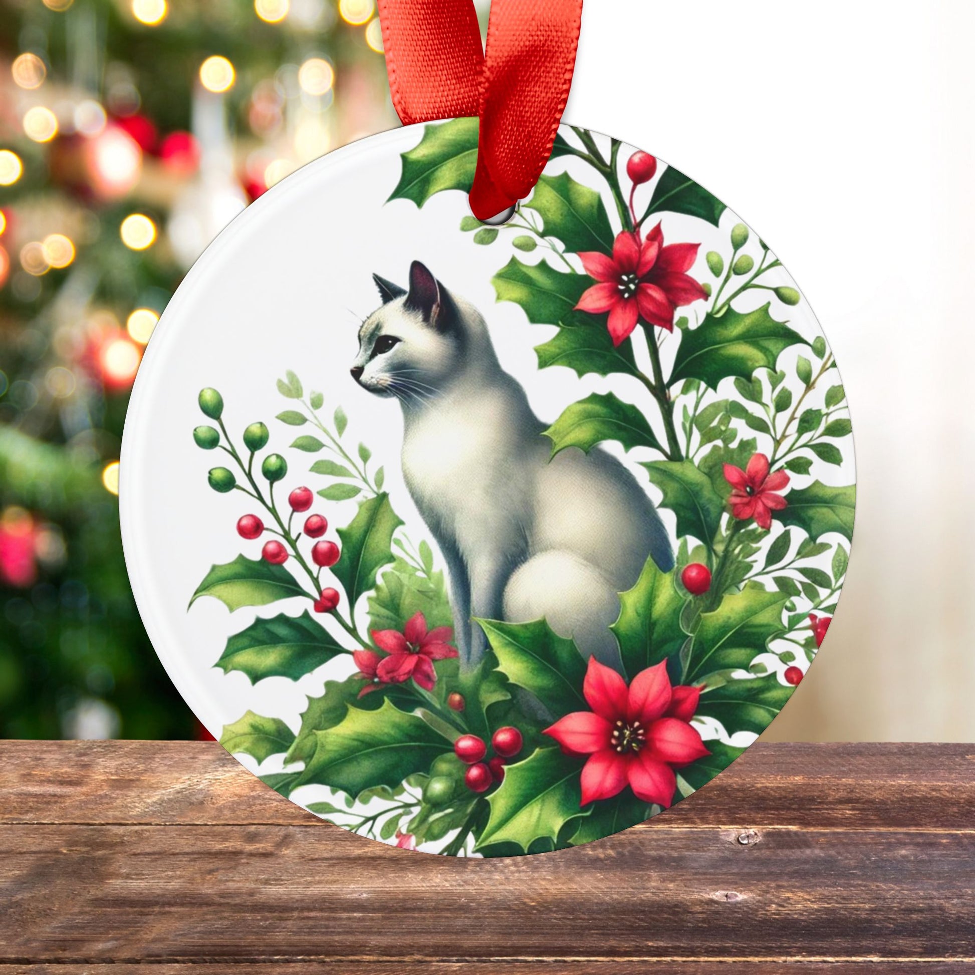 December Birth Flower - Cat Lover - Ornament   