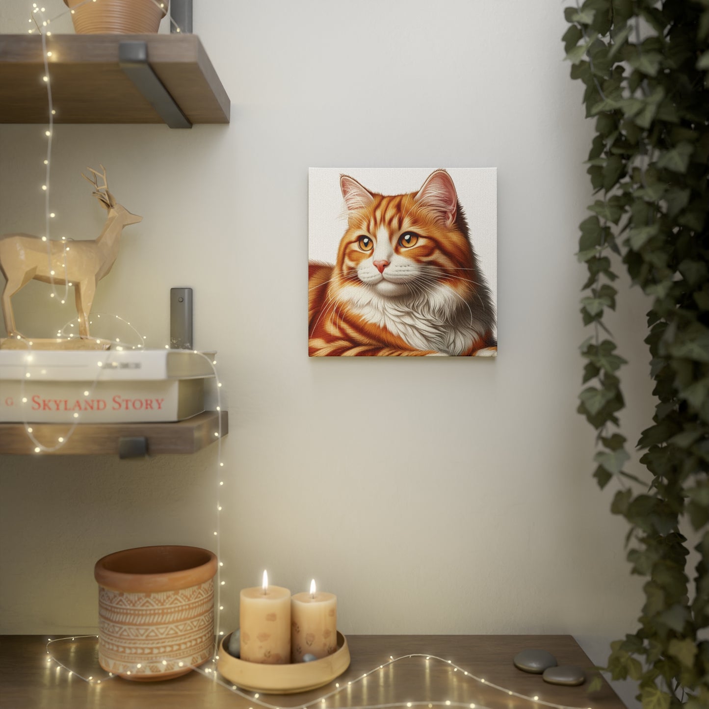 Orange Cat Portrait  - Cat Lover - Wall Art Decor 8x8   