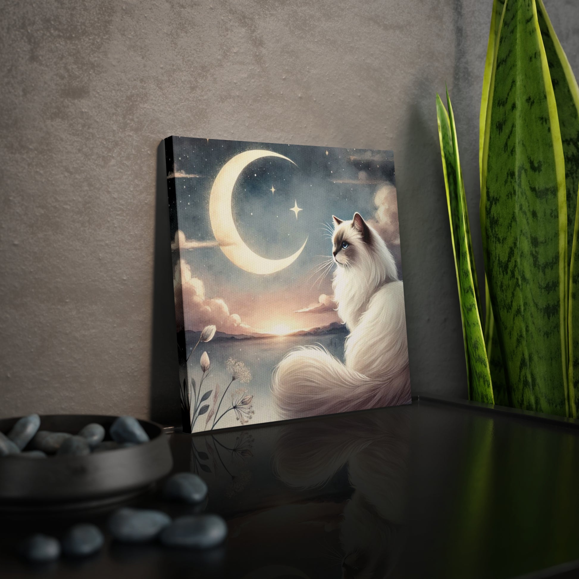 Celestial Moon - Cat Lover Ragdoll - Wall Art Decor 8x8   