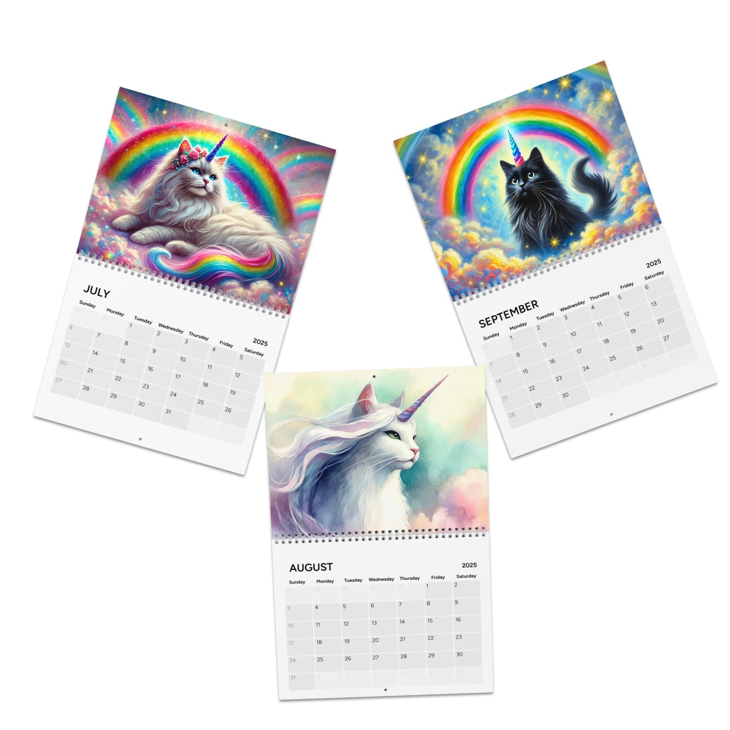 Caticorns and Rainbows - Cat Unicorn - Calendar (2025)   