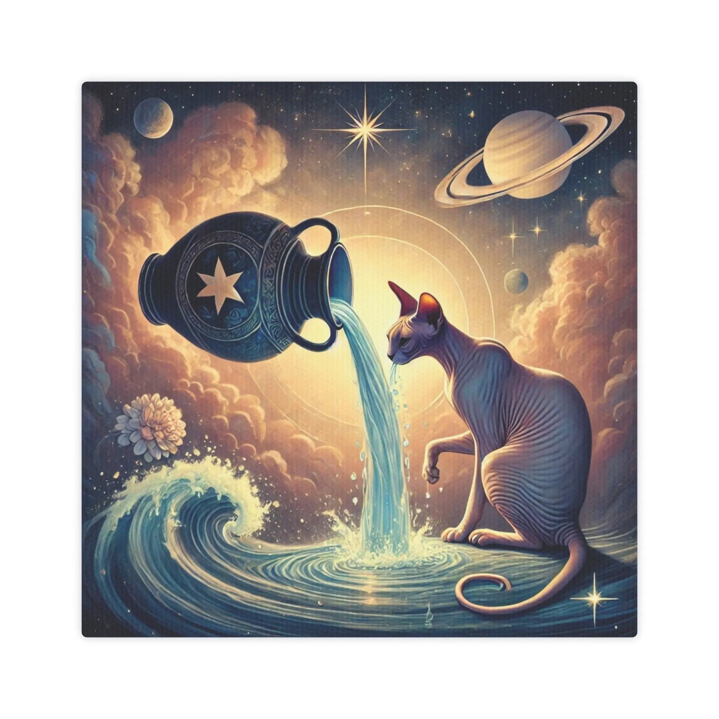 Aquarius and Sphynx - Cat Lover - Wall Art Decor 8x8   