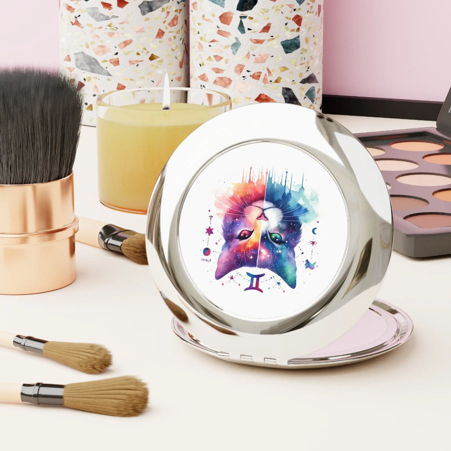 Gemini - Cat Lover - Compact Travel Mirror   