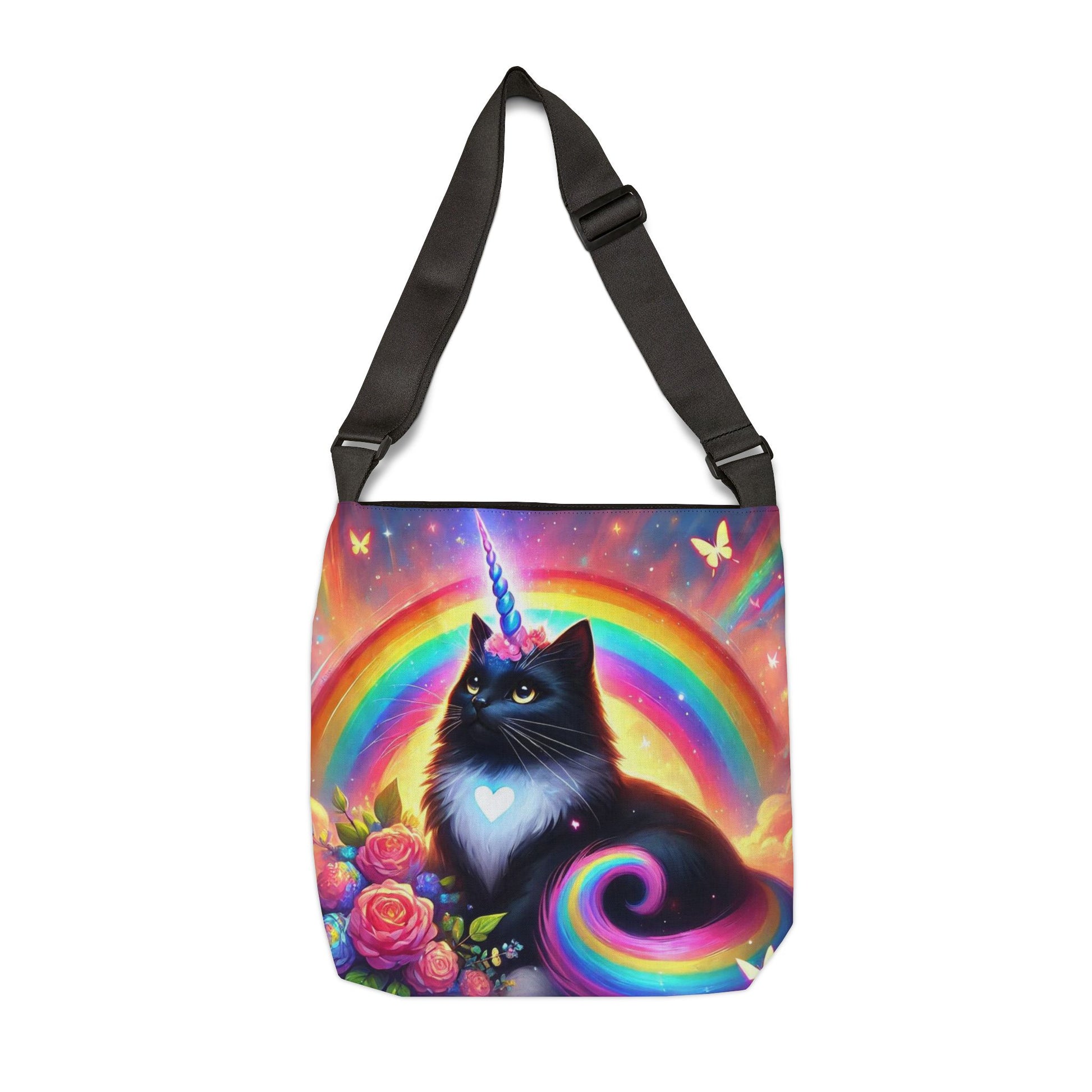 Pink Dreams Caticorn - Cat Unicorn Rainbow Bag - Adjustable Tote Bag (AOP)   