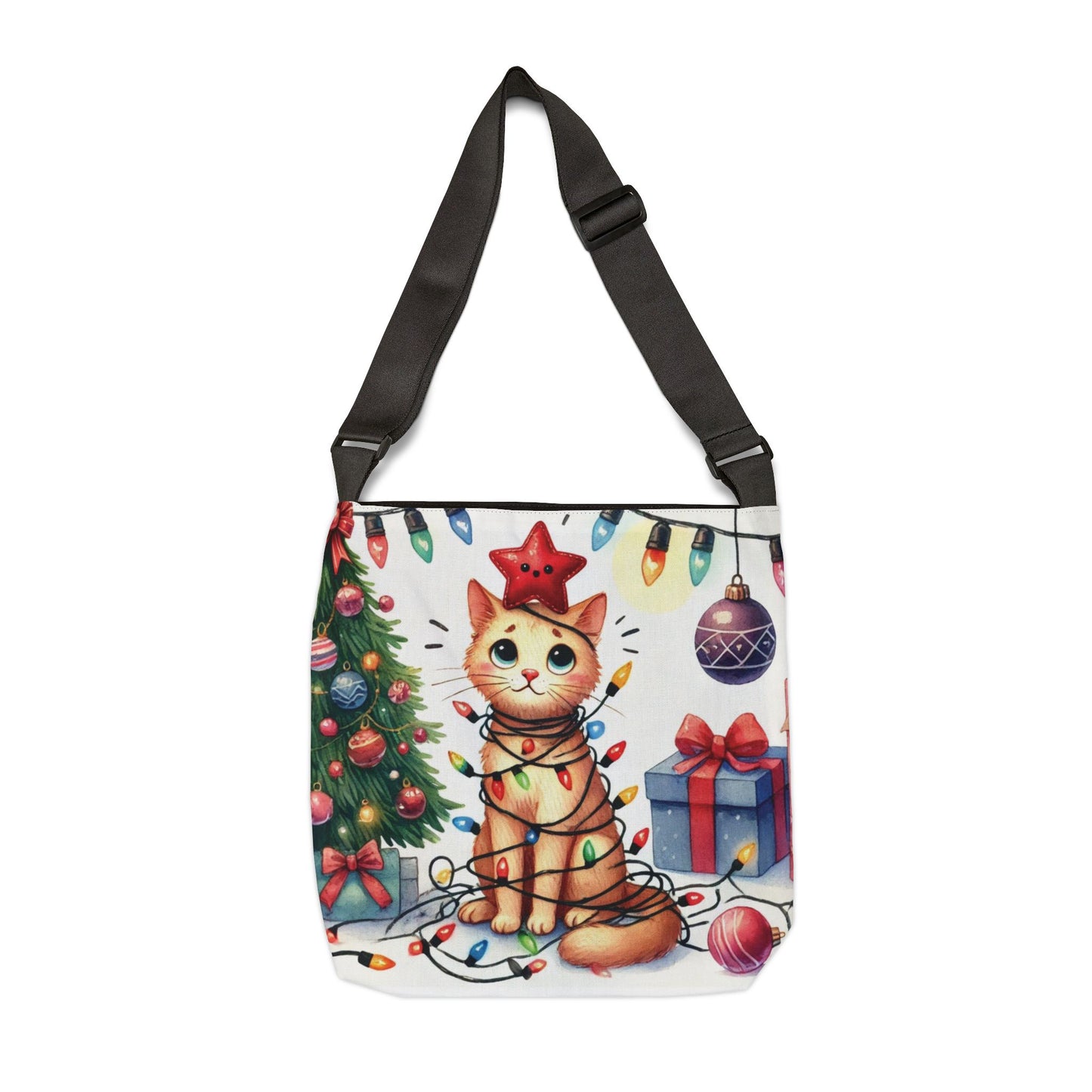 Cat Holiday Helper - Adjustable Strap Tote Bag   