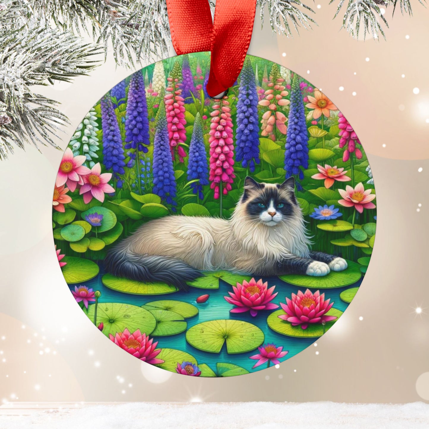 July Birth Flower - Cat Lover - Ornament   