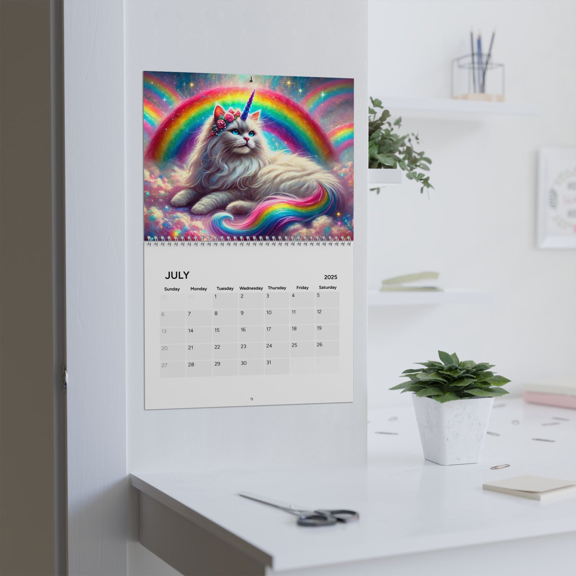 Caticorns and Rainbows - Cat Unicorn - Calendar (2025)   