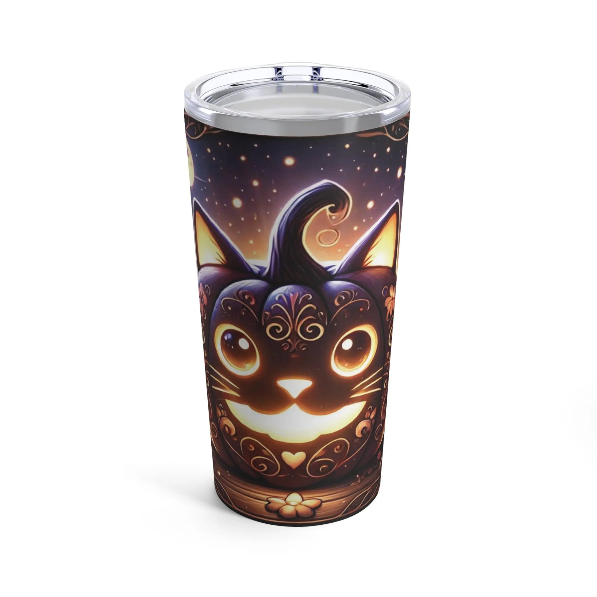 Cat Jack-O-Lantern - Halloween Stainless Steel Travel Cup With Lid   