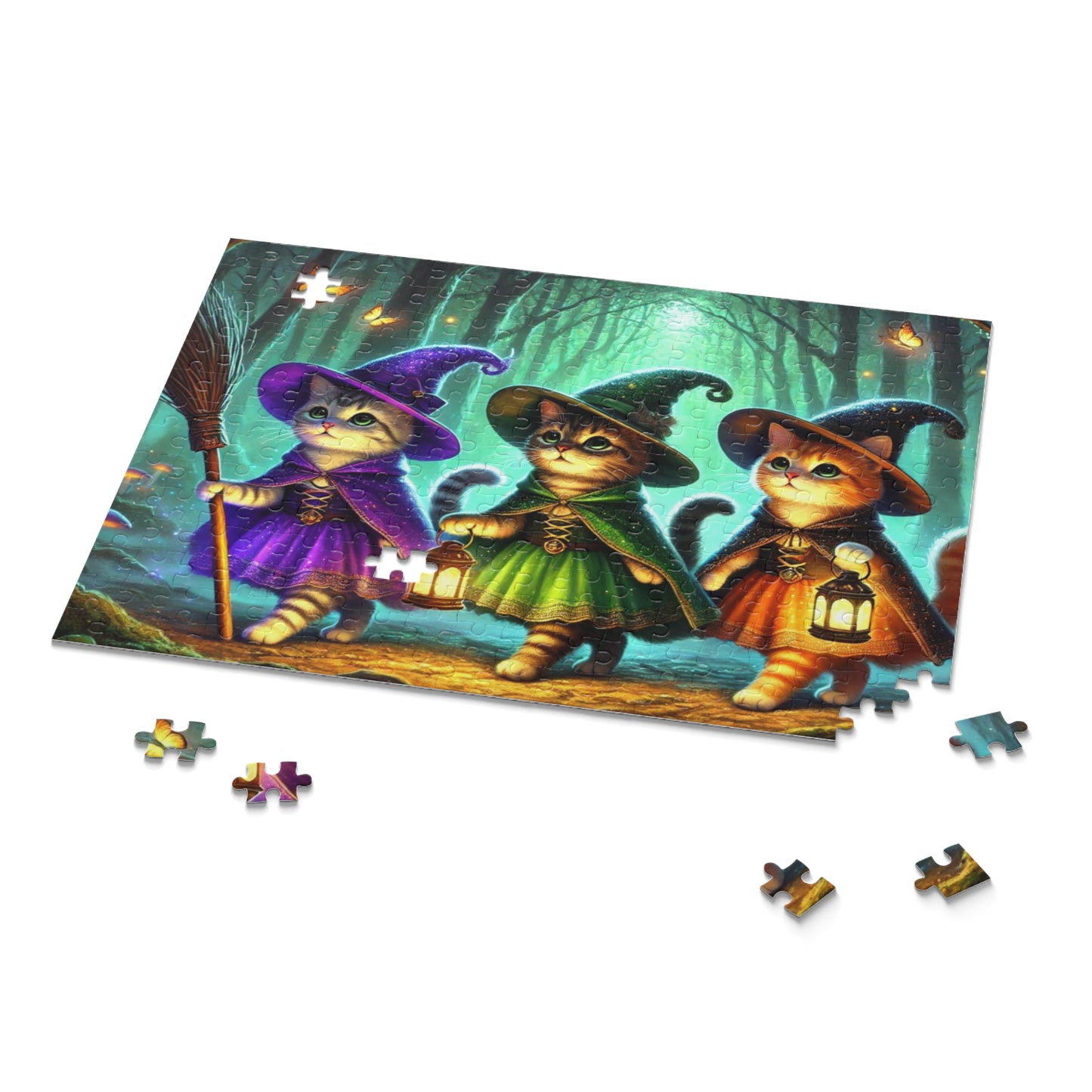 Halloween Cat Witch Puzzle - Cat Lover Gift 120, 252, or 500 -piece options   