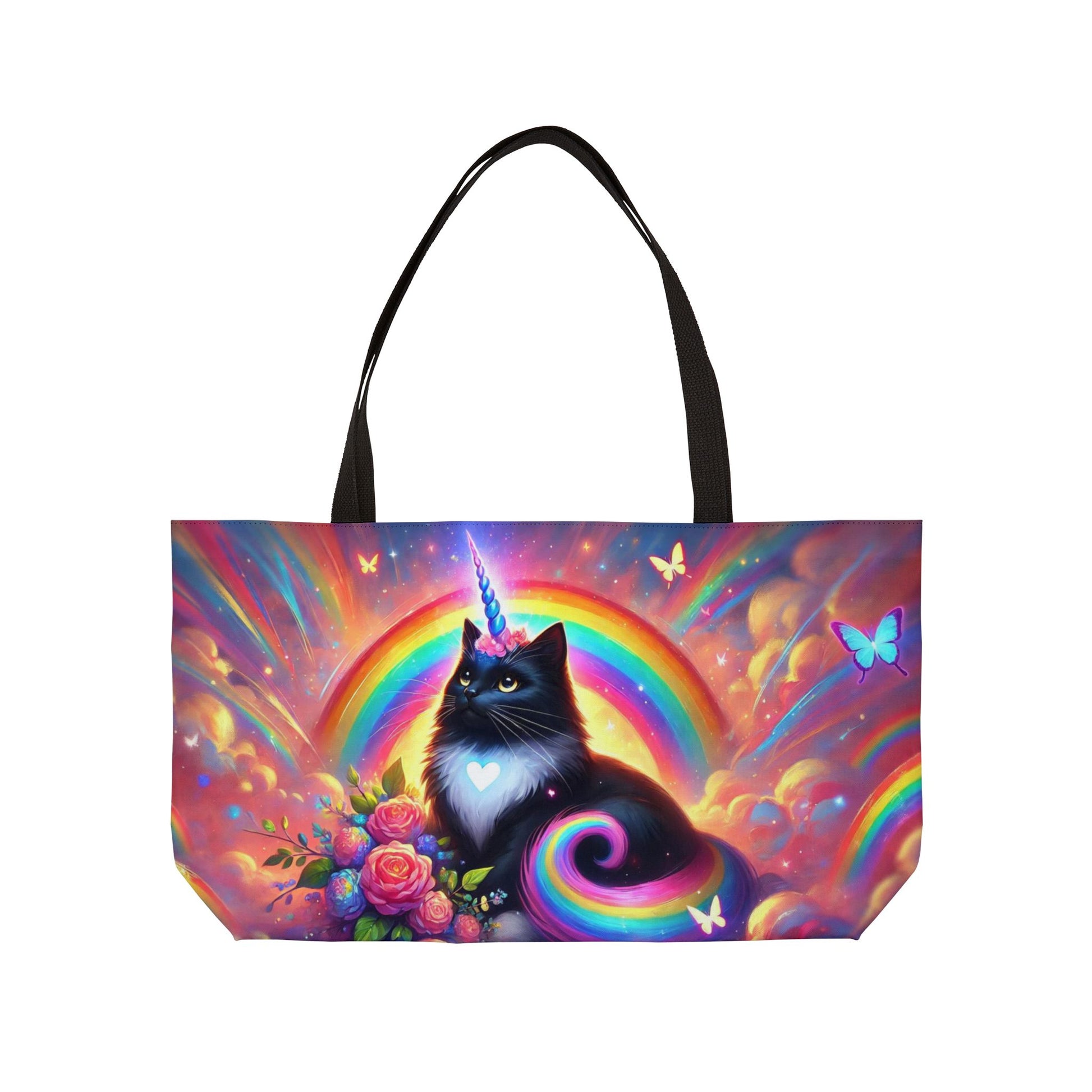 Pink Dreams Caticorn - Cat Unicorn Rainbow - Weekender Tote Bag   