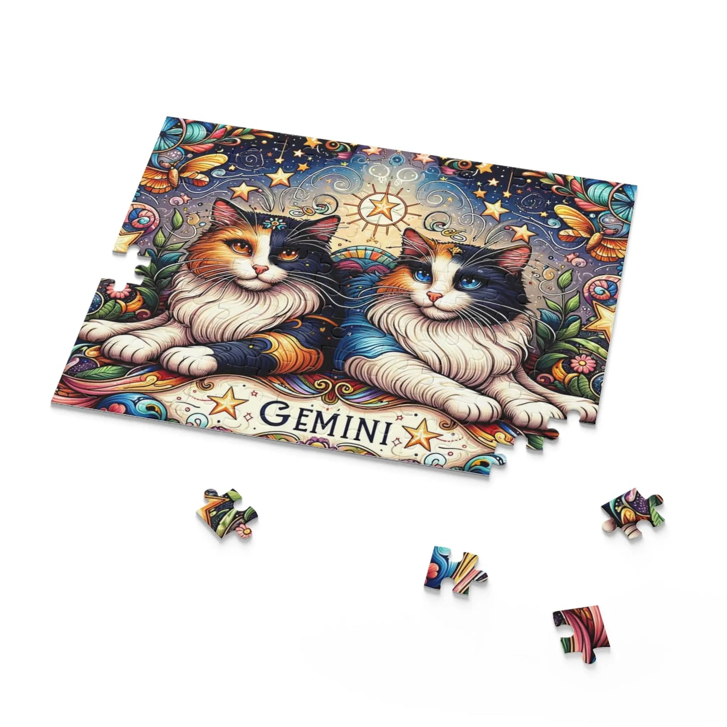 Gemini Zodiac Birthday Puzzle - Cat Lover Gift 120, 252, or 500 -piece options - Montecore PawPrints