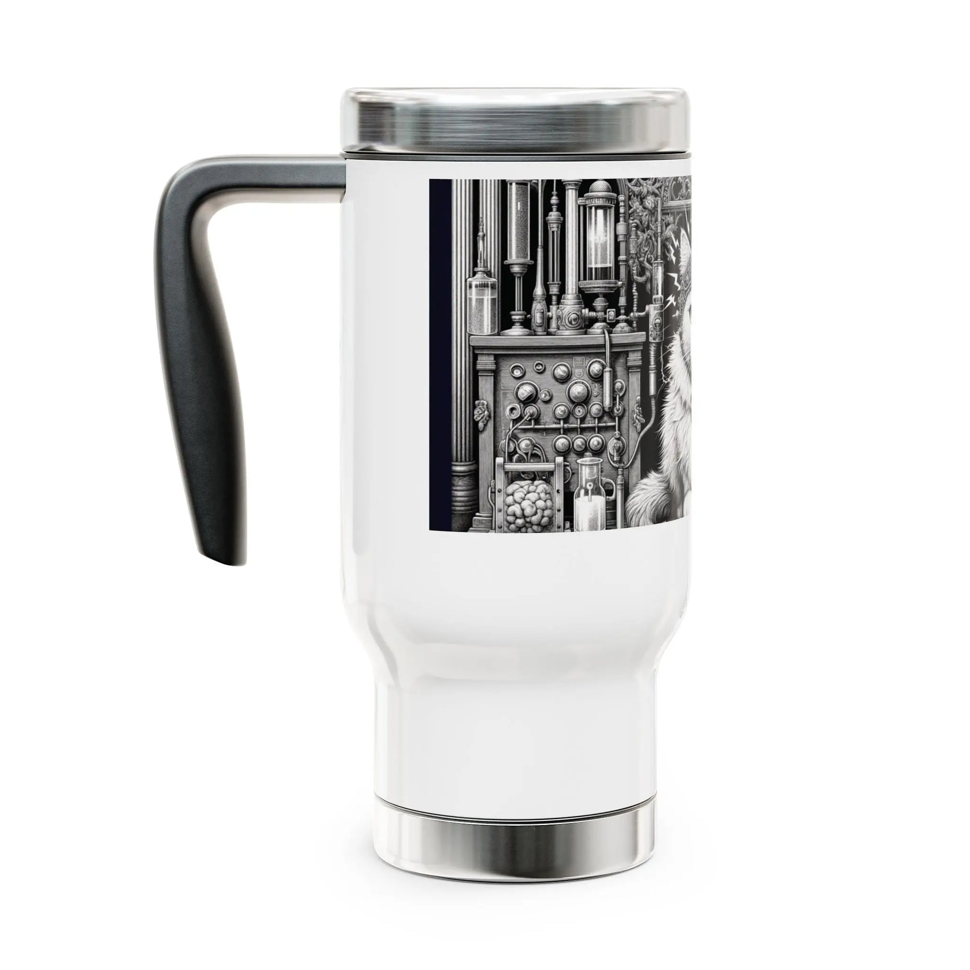 Tortured Poet - Cat Lover -Stainless Steel Travel Mug with Handle, 14oz   