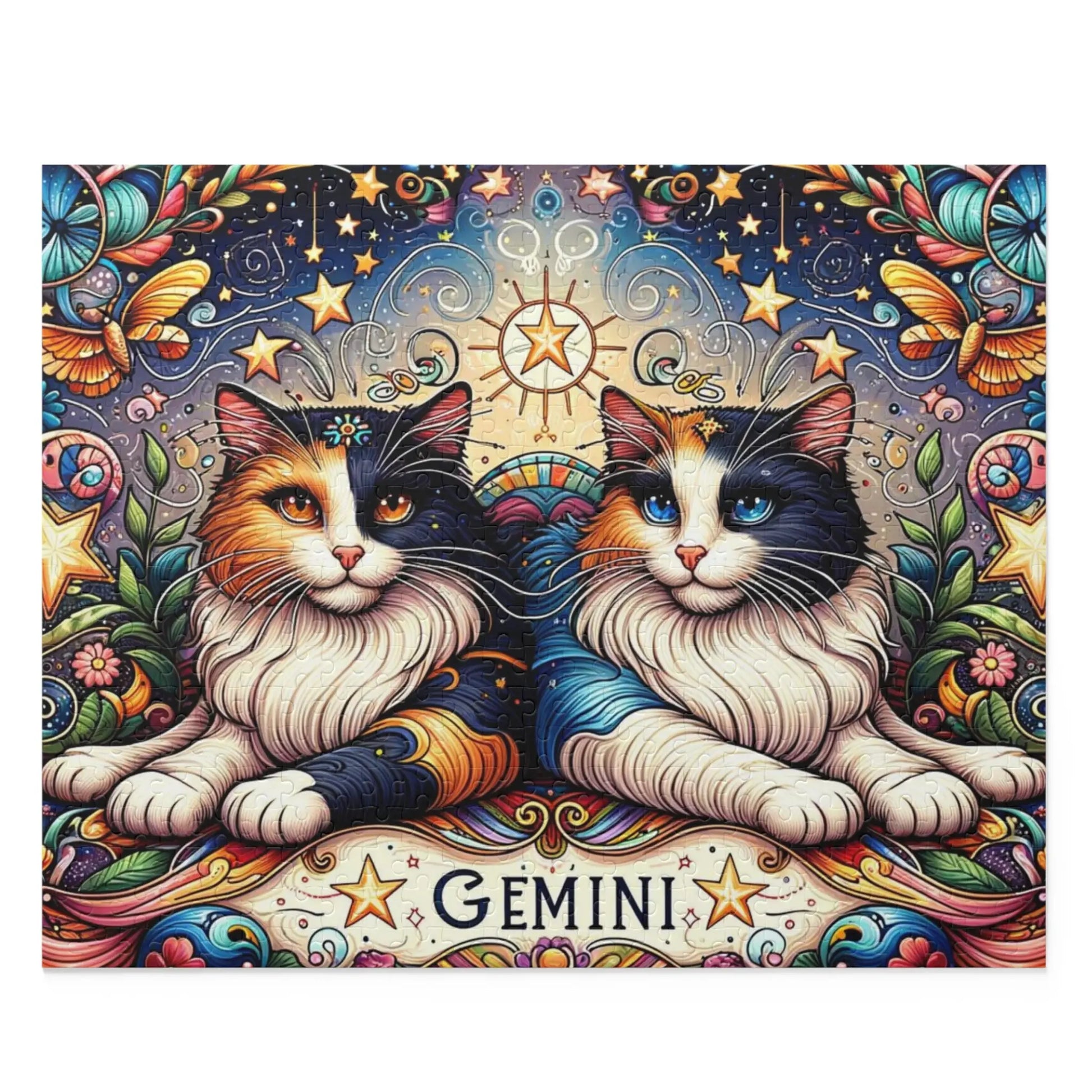 Gemini Zodiac Birthday Puzzle - Cat Lover Gift 120, 252, or 500 -piece options - Montecore PawPrints