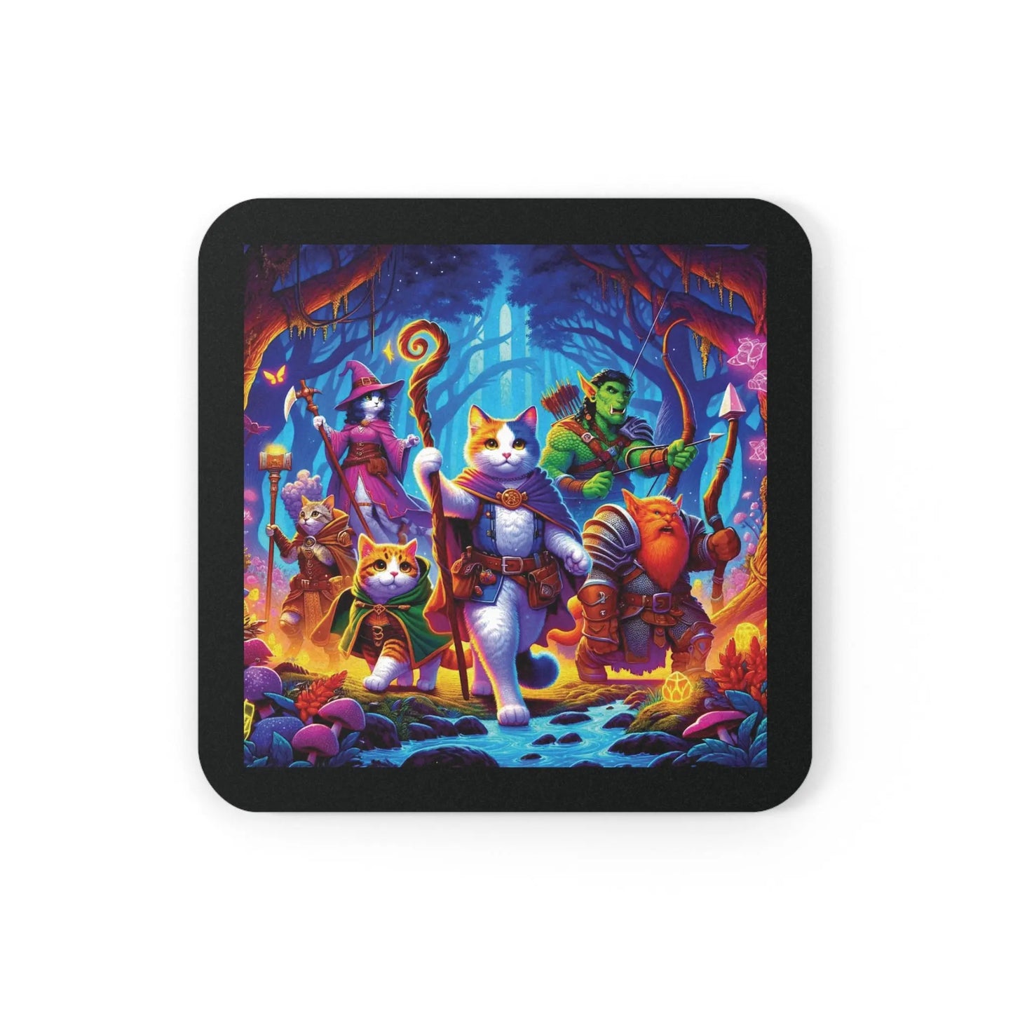 Dungeons and Dragons Adventure - Cat Lover- High Gloss Drink Coaster - Montecore PawPrints