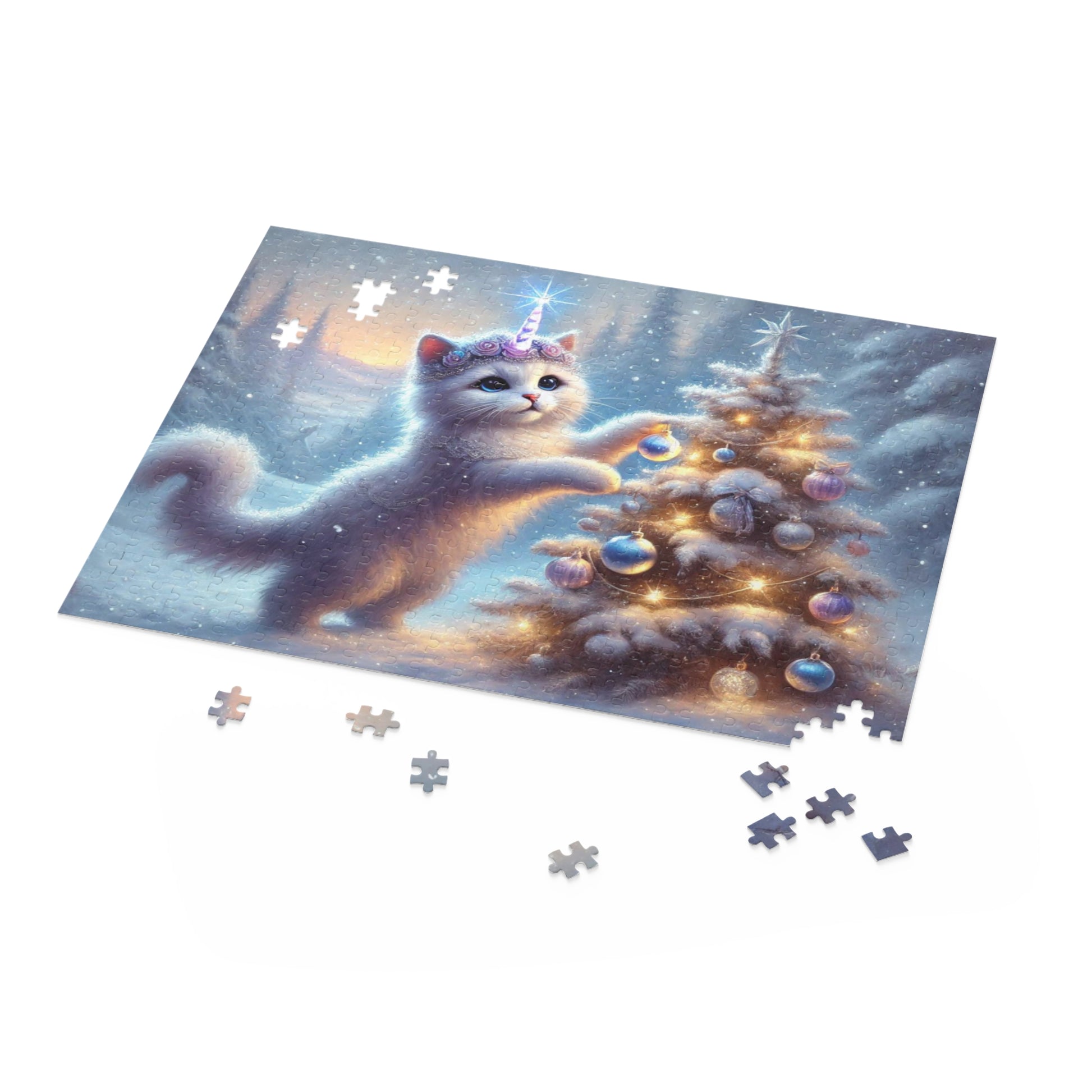 Winter Magic Caticorn Puzzle - Cat Unicorn Gift 120, 252, or 500 -piece options   