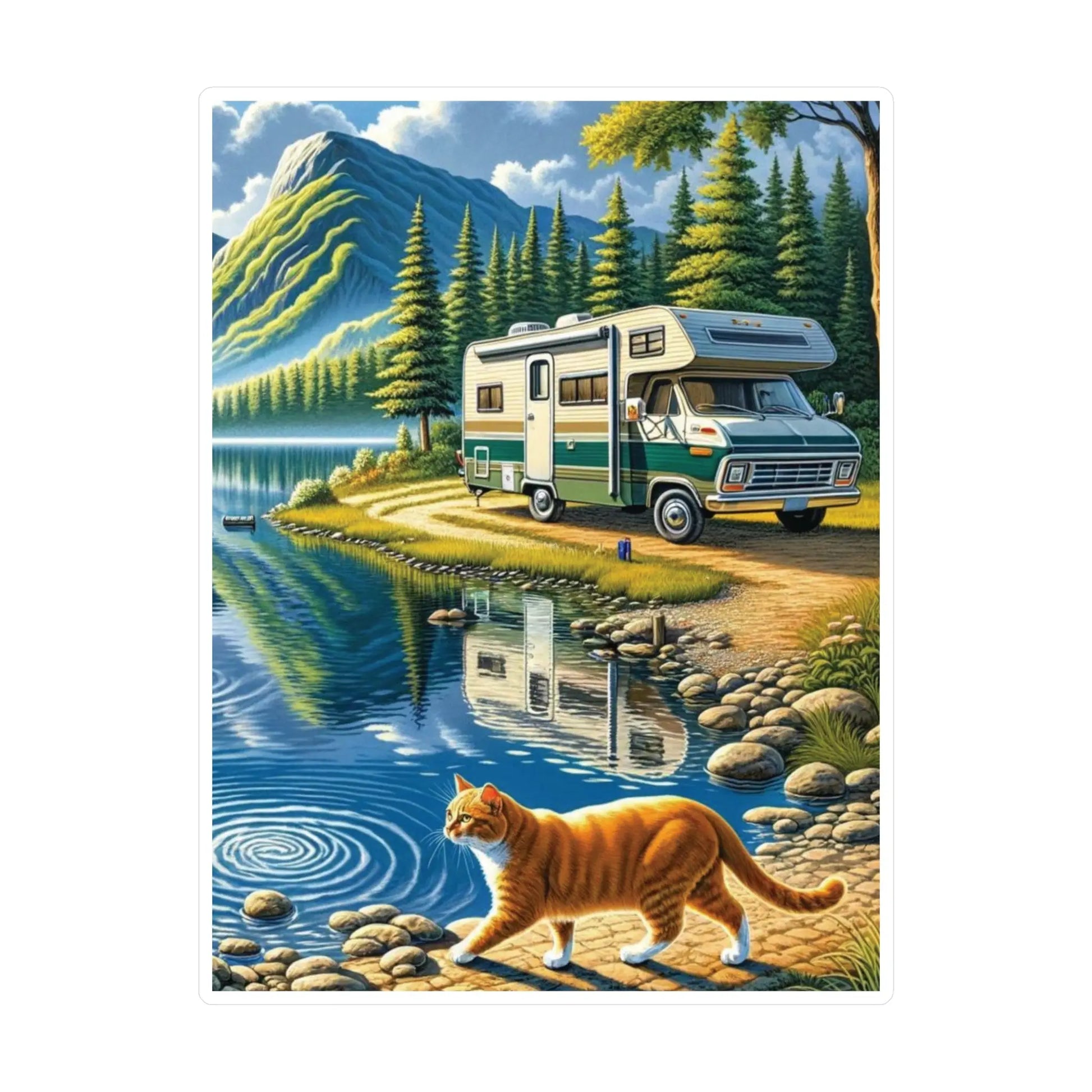 Orange Cat Lake Adventures - Cut Vinyl Decals Sticker - Montecore PawPrints