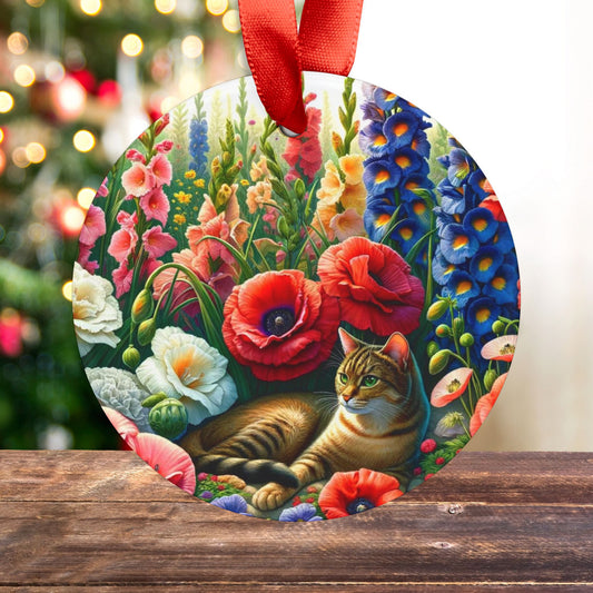 August Birth Flower - Cat Lover - Ornament   