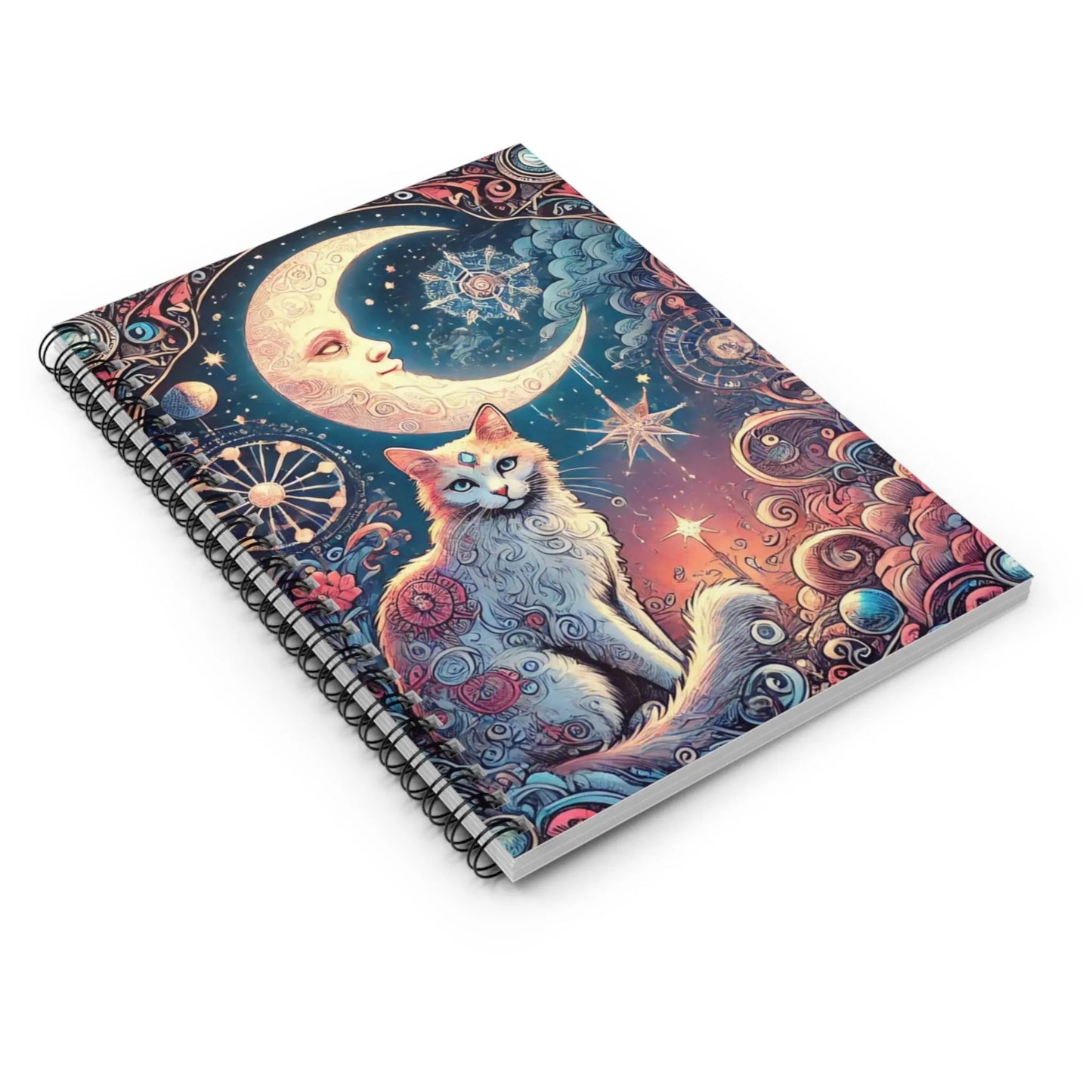 Orange Cat Tarot Moon Magic - Spiral Notebook - Ruled Line   