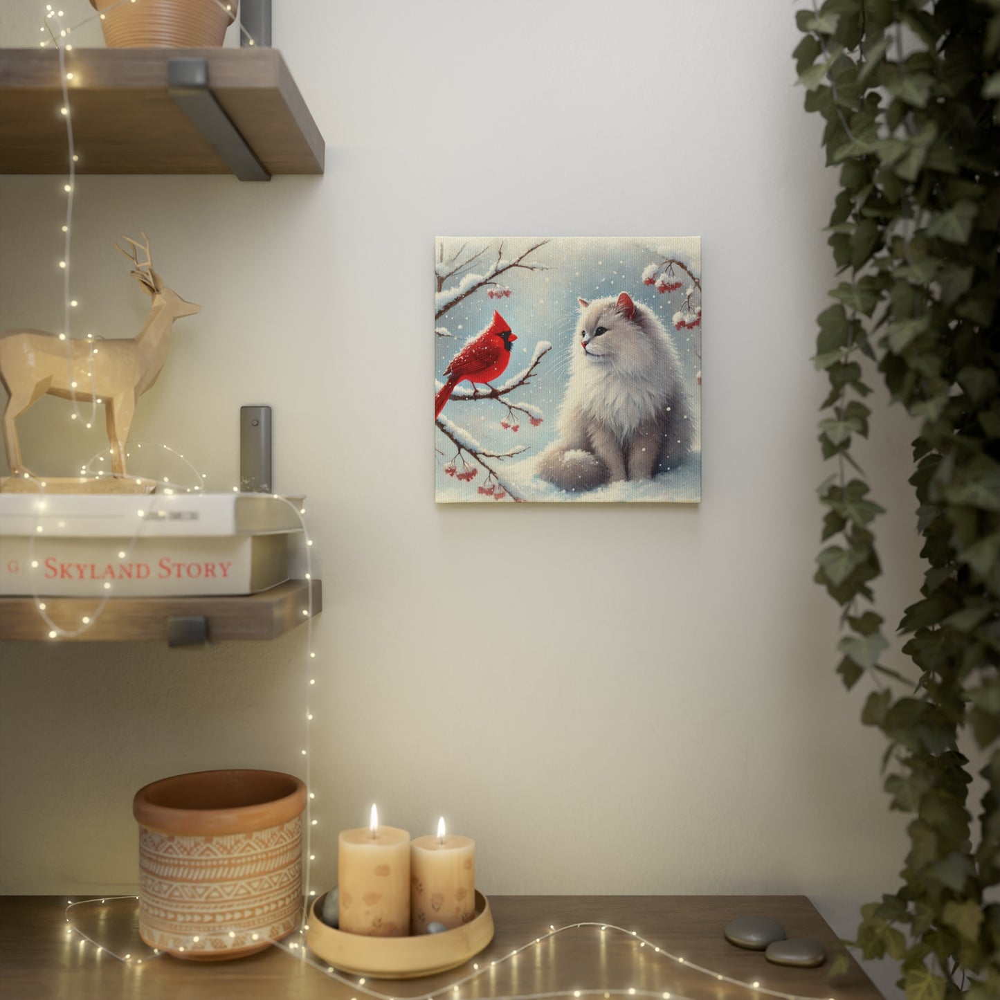 Winter Conversations - Cat Lover - Holiday Decor - Wall Art Decor   