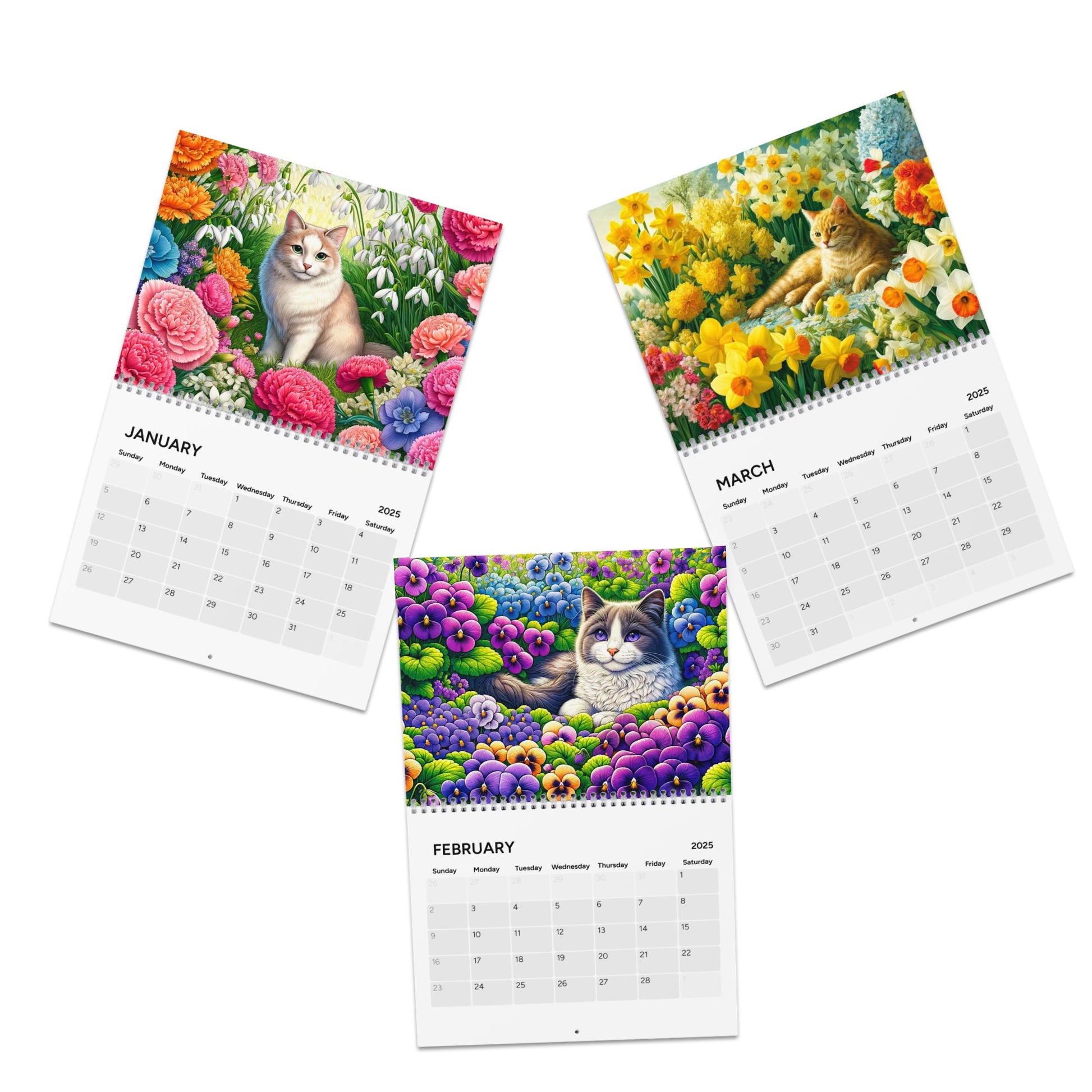 Cats and Birth Month Flowers - Calendar (2025)   