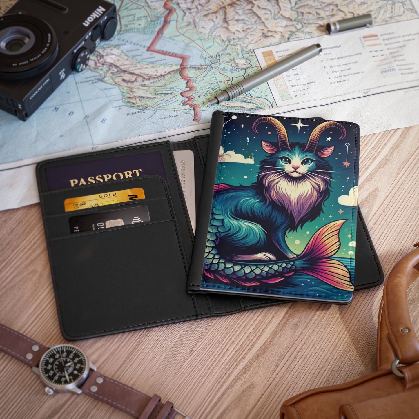 Capricorn - Cat Sea Goat - Passport Cover   