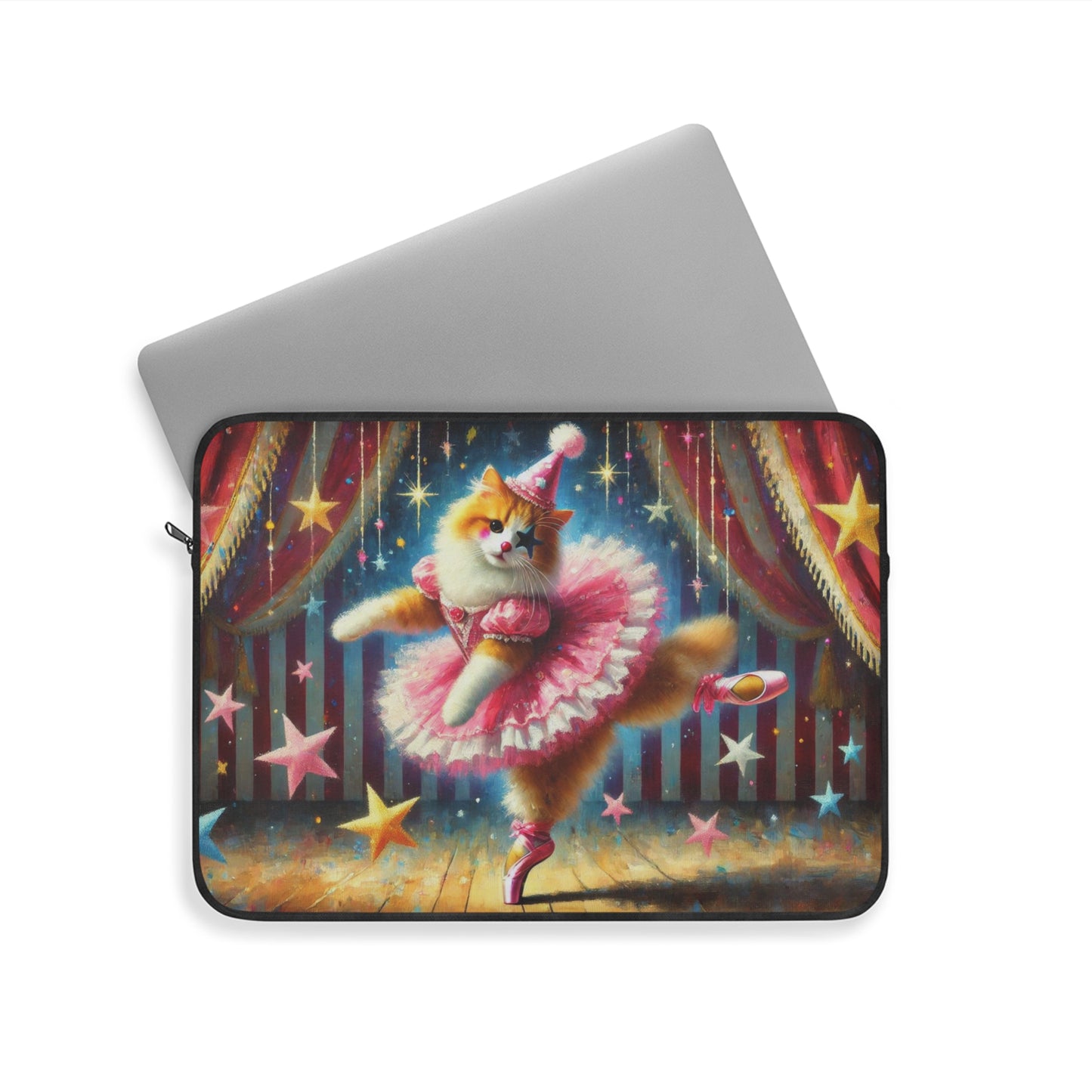 Circus Pink Star Cat Clown - Laptop Sleeve   