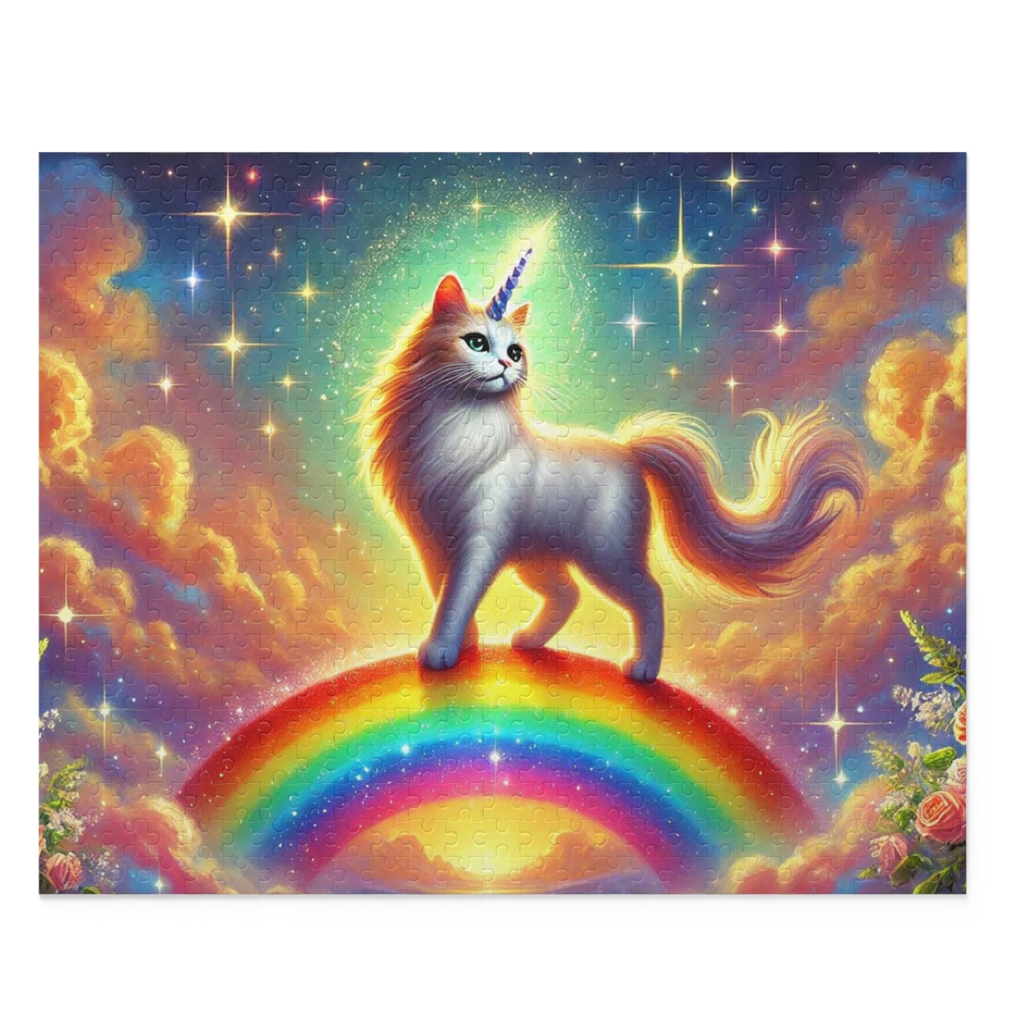 Magic Rainbow Bridge Caticorn Puzzle - Cat Unicorn Gift 120, 252, or 500 -piece options   