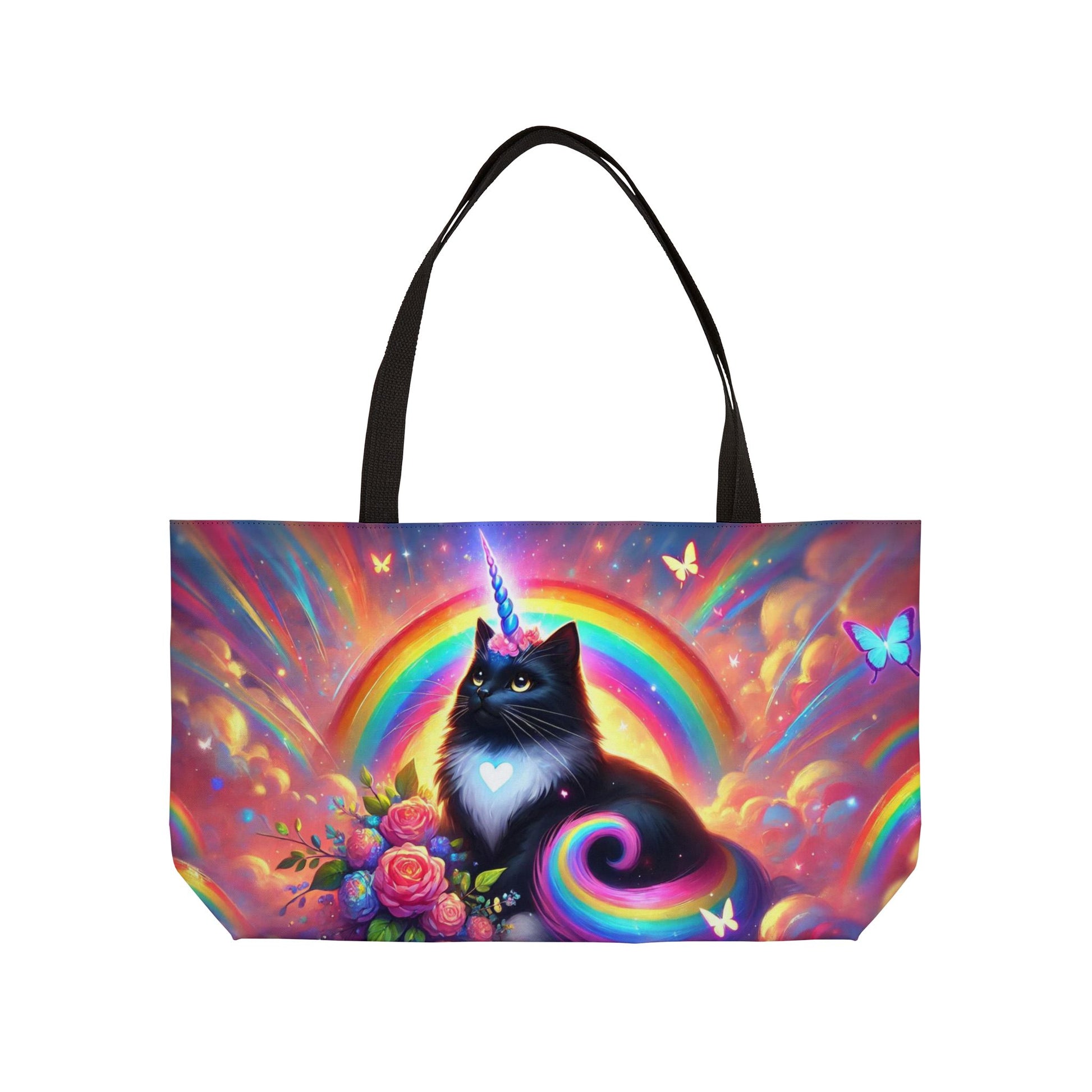 Pink Dreams Caticorn - Cat Unicorn Rainbow - Weekender Tote Bag   