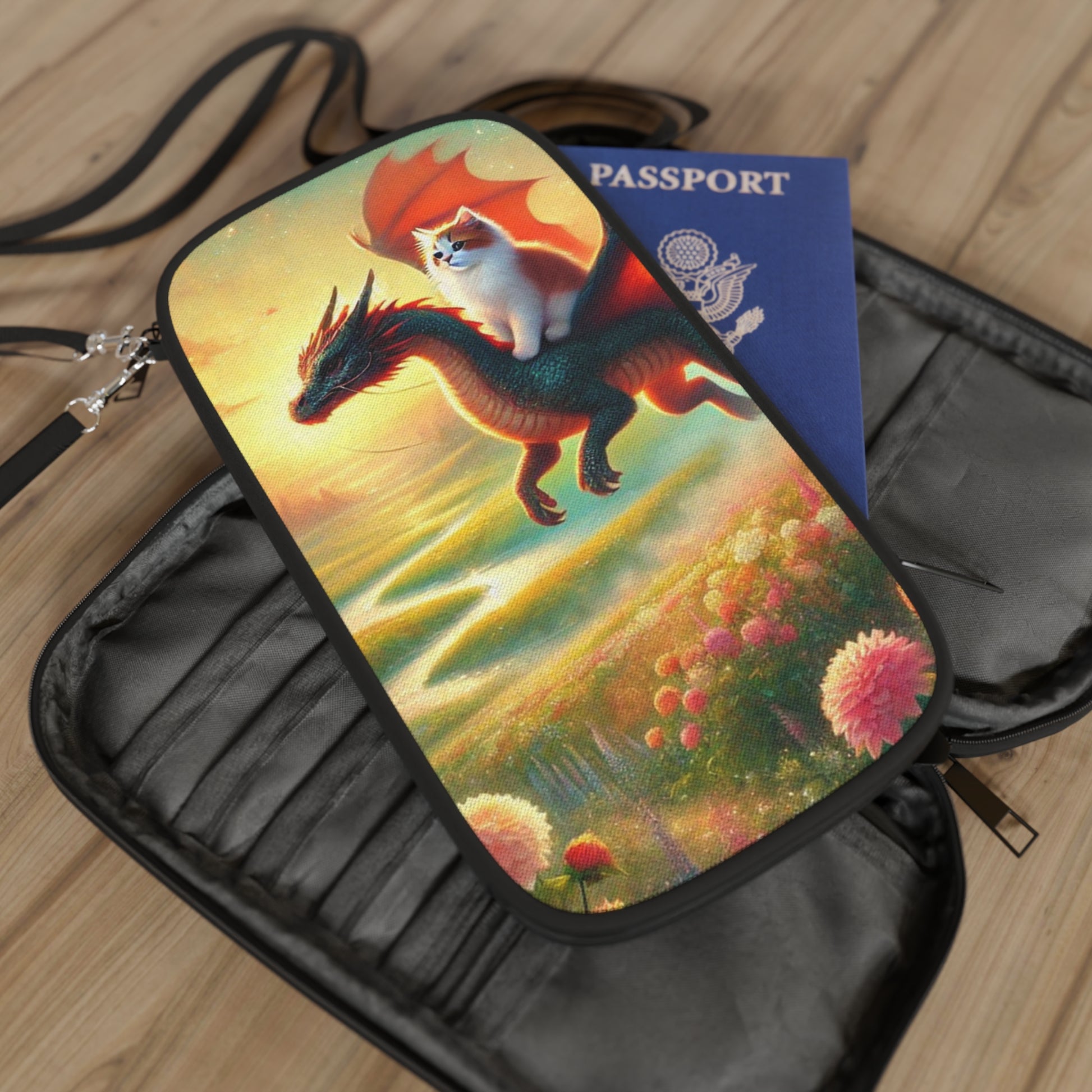 Fantasy Dragon Adventure - Cat Lover Passport Wallet - Travel Gift   