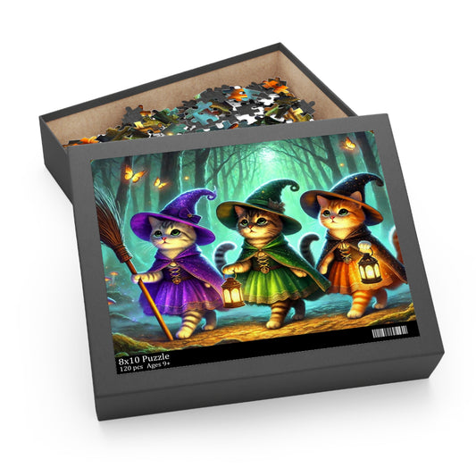 Halloween Cat Witch Puzzle - Cat Lover Gift 120, 252, or 500 -piece options   