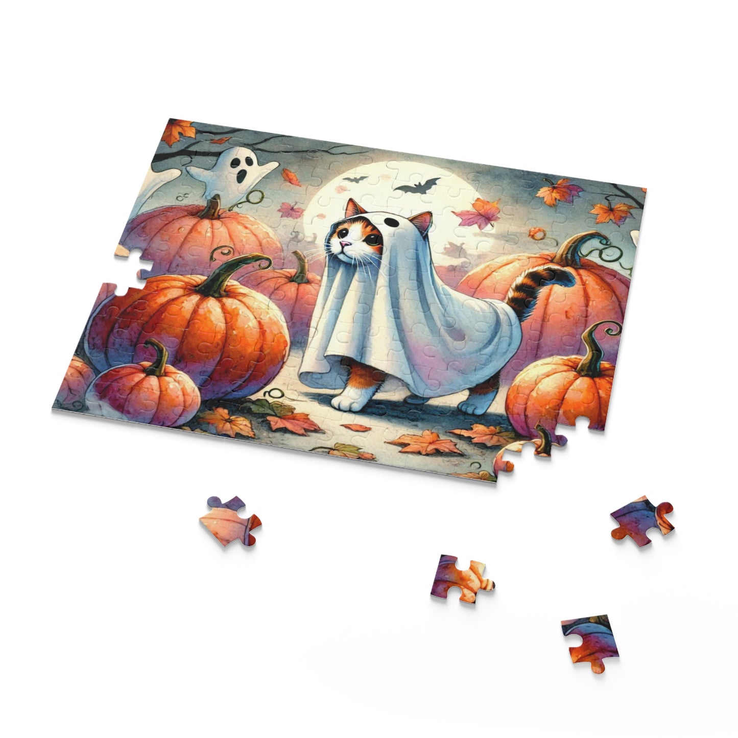 Halloween Ghost Cat - Puzzle - Cat Lover Gift 120, 252, or 500 -piece options   