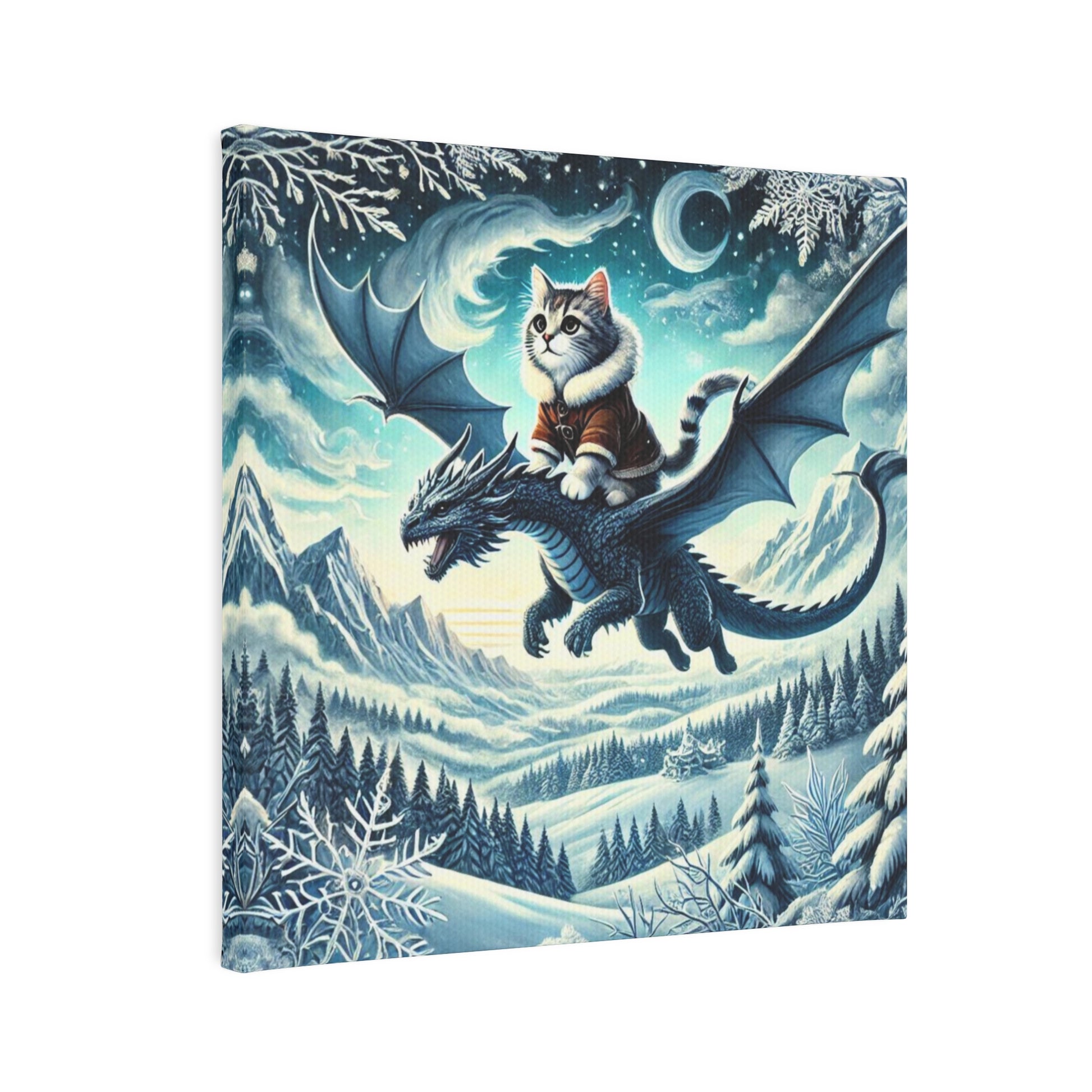 Winter Dragon Flight - Cat Lover - Wall Art Decor   