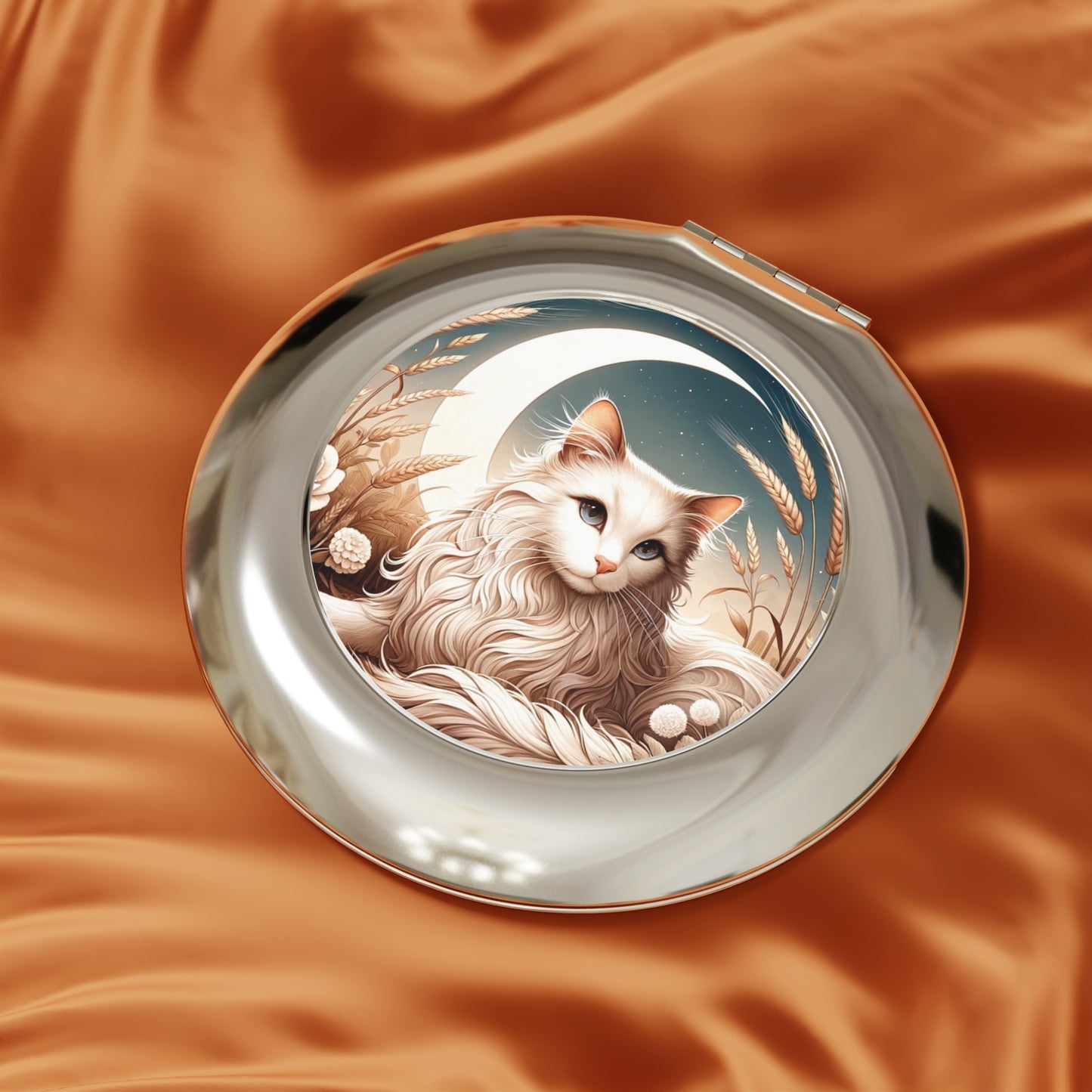 Celestial White Cat - Compact Travel Mirror   