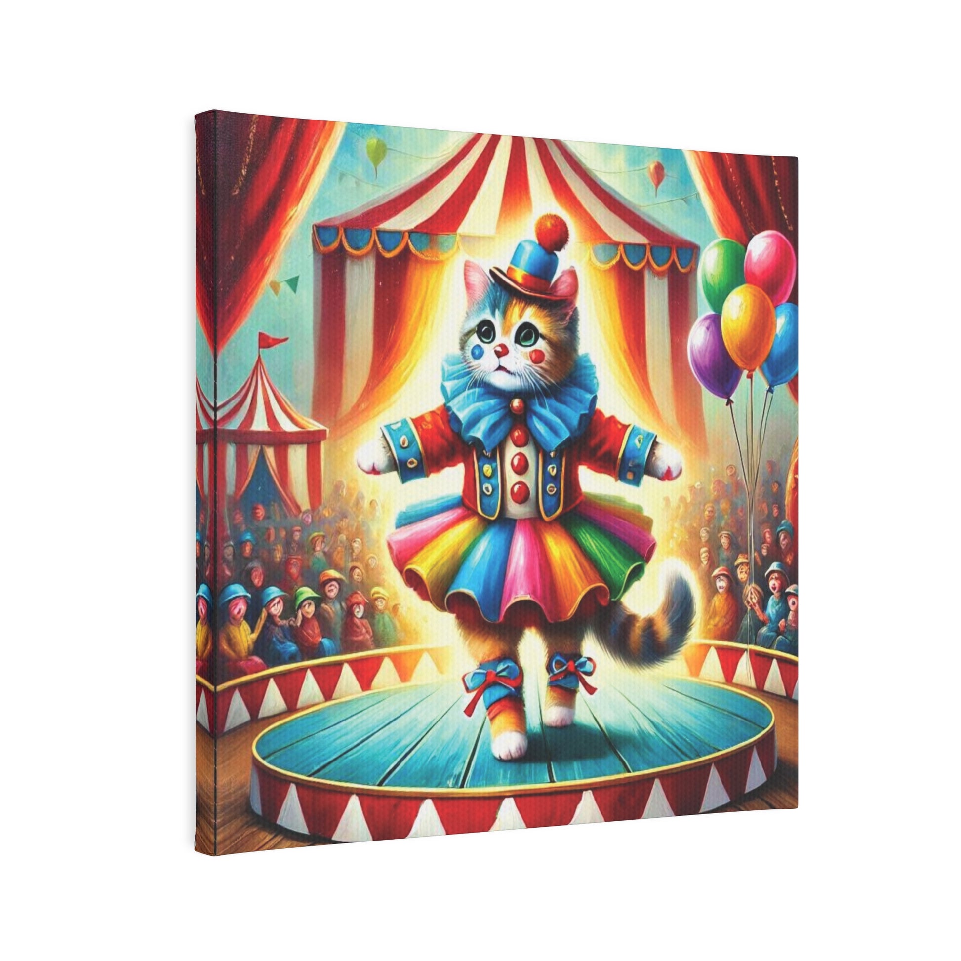 Circus Cat Clown Ballerina - Wall Art Decor 8x8   