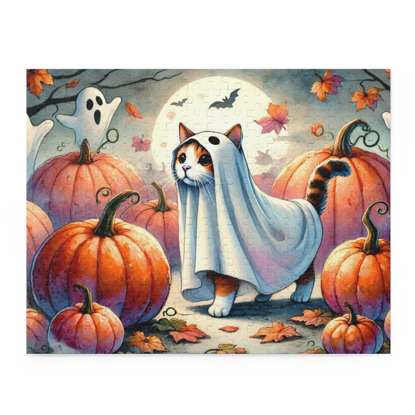 Halloween Ghost Cat - Puzzle - Cat Lover Gift 120, 252, or 500 -piece options   