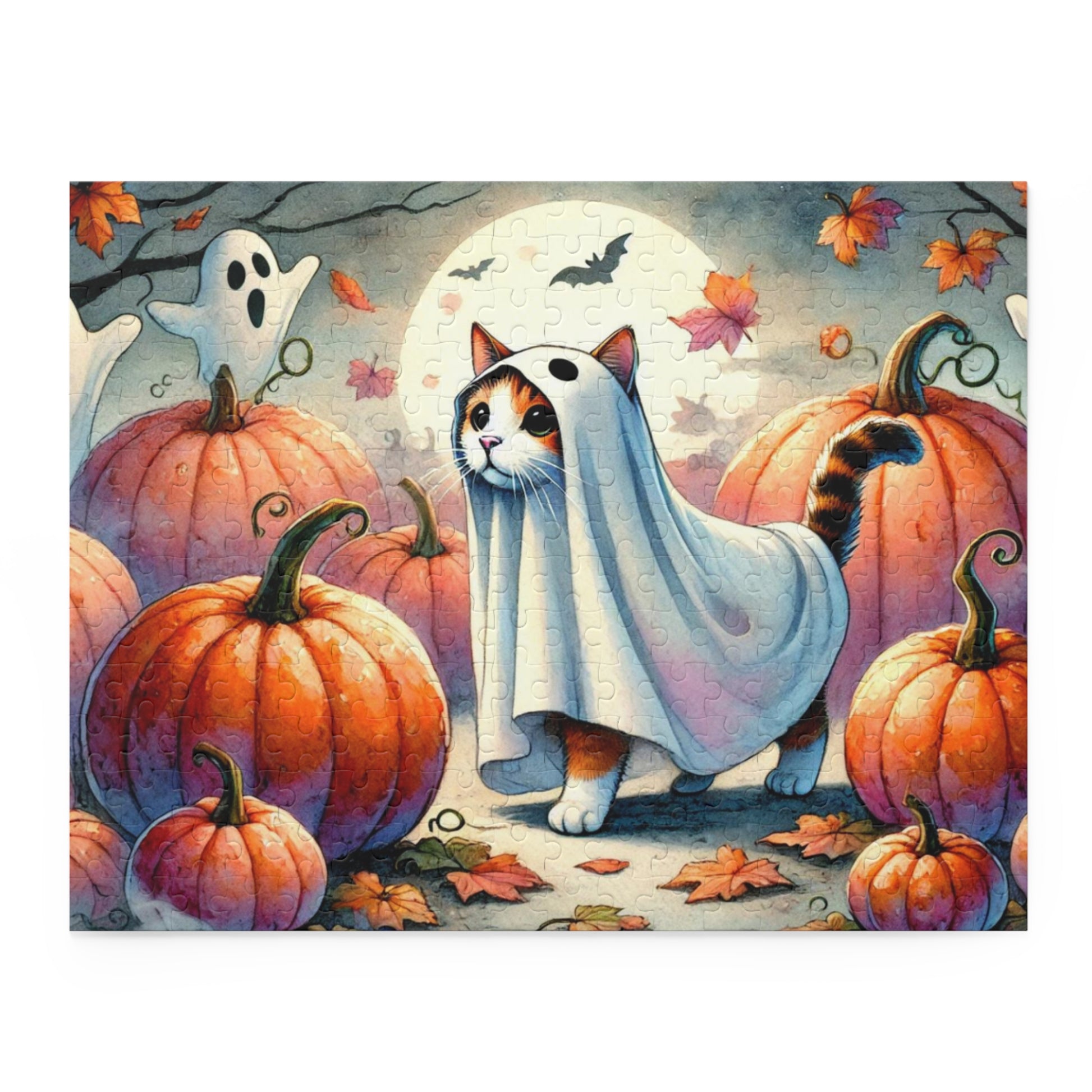 Halloween Ghost Cat - Puzzle - Cat Lover Gift 120, 252, or 500 -piece options   