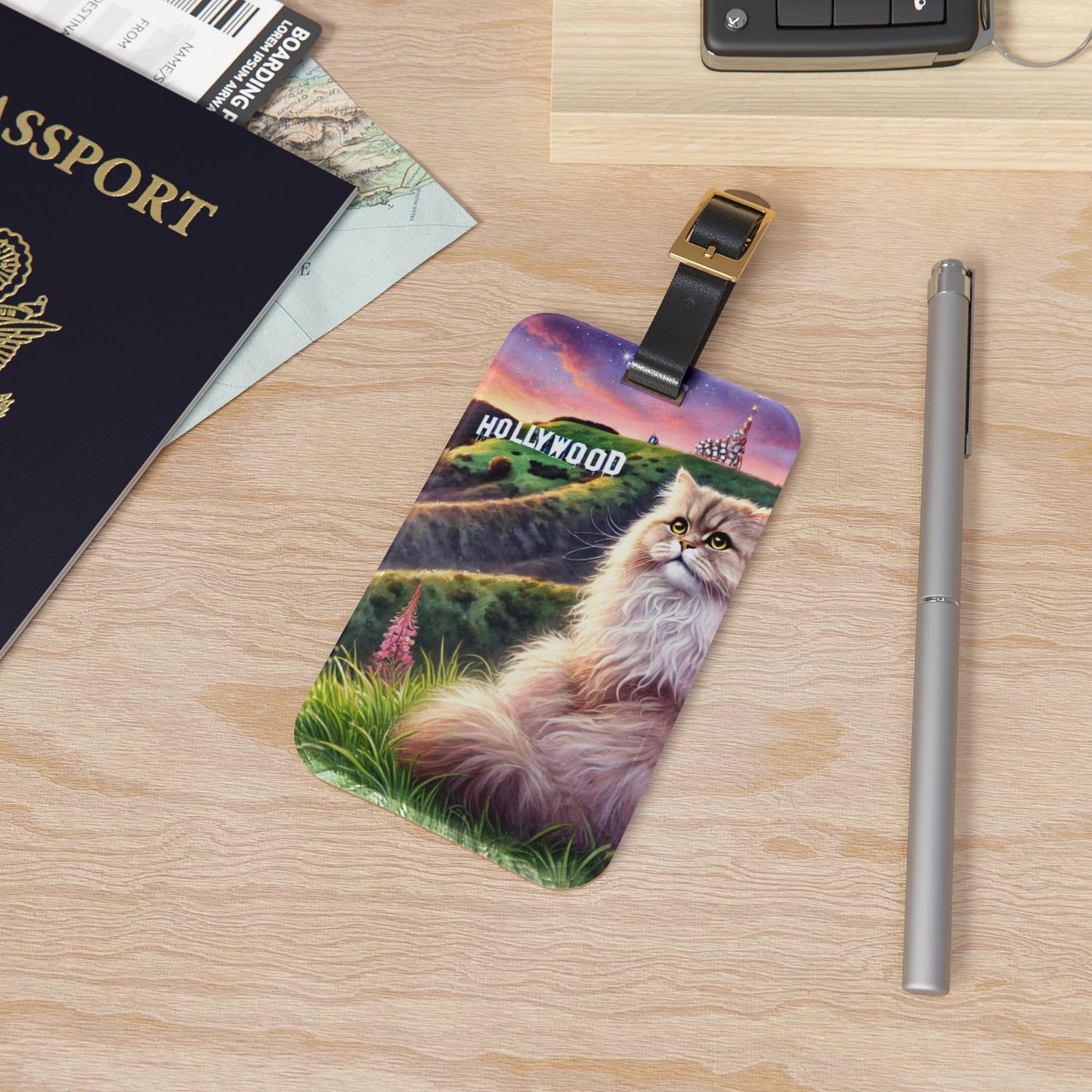 Hollywood - Cat Lover  - Luggage Tag - Travel Gift   