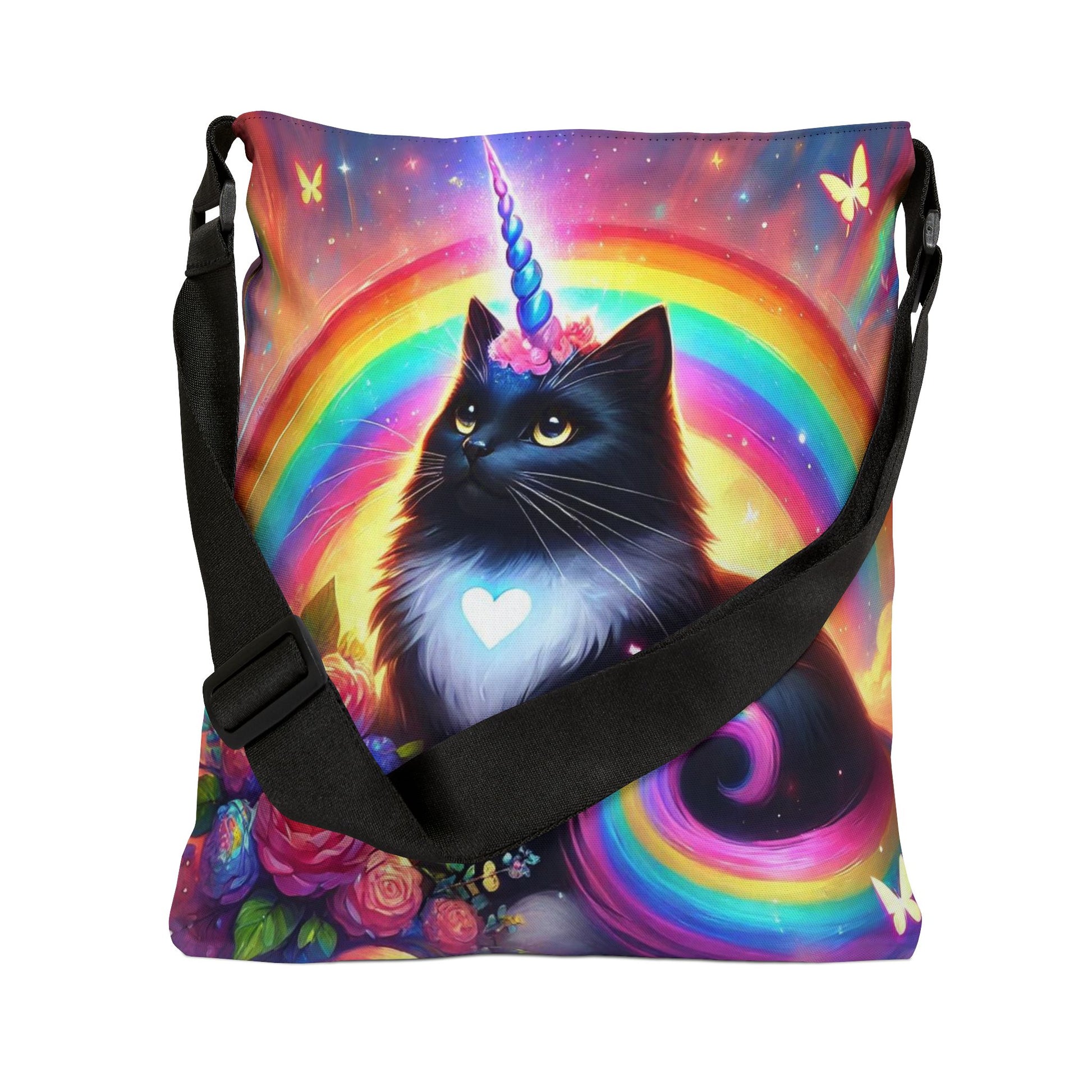 Pink Dreams Caticorn - Cat Unicorn Rainbow Bag - Adjustable Tote Bag (AOP)   