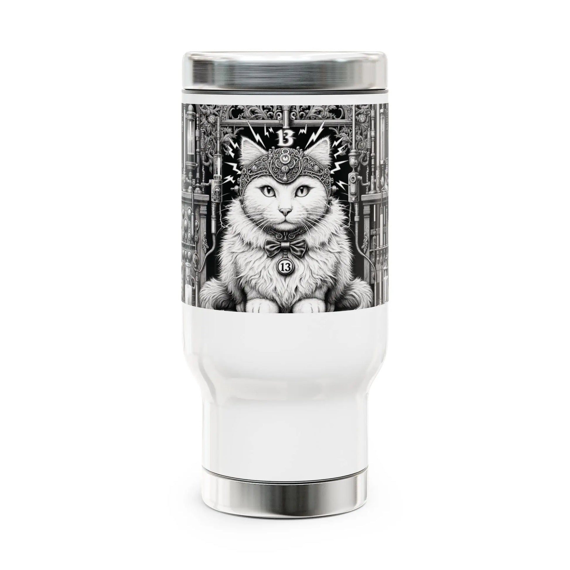 Tortured Poet - Cat Lover -Stainless Steel Travel Mug with Handle, 14oz   