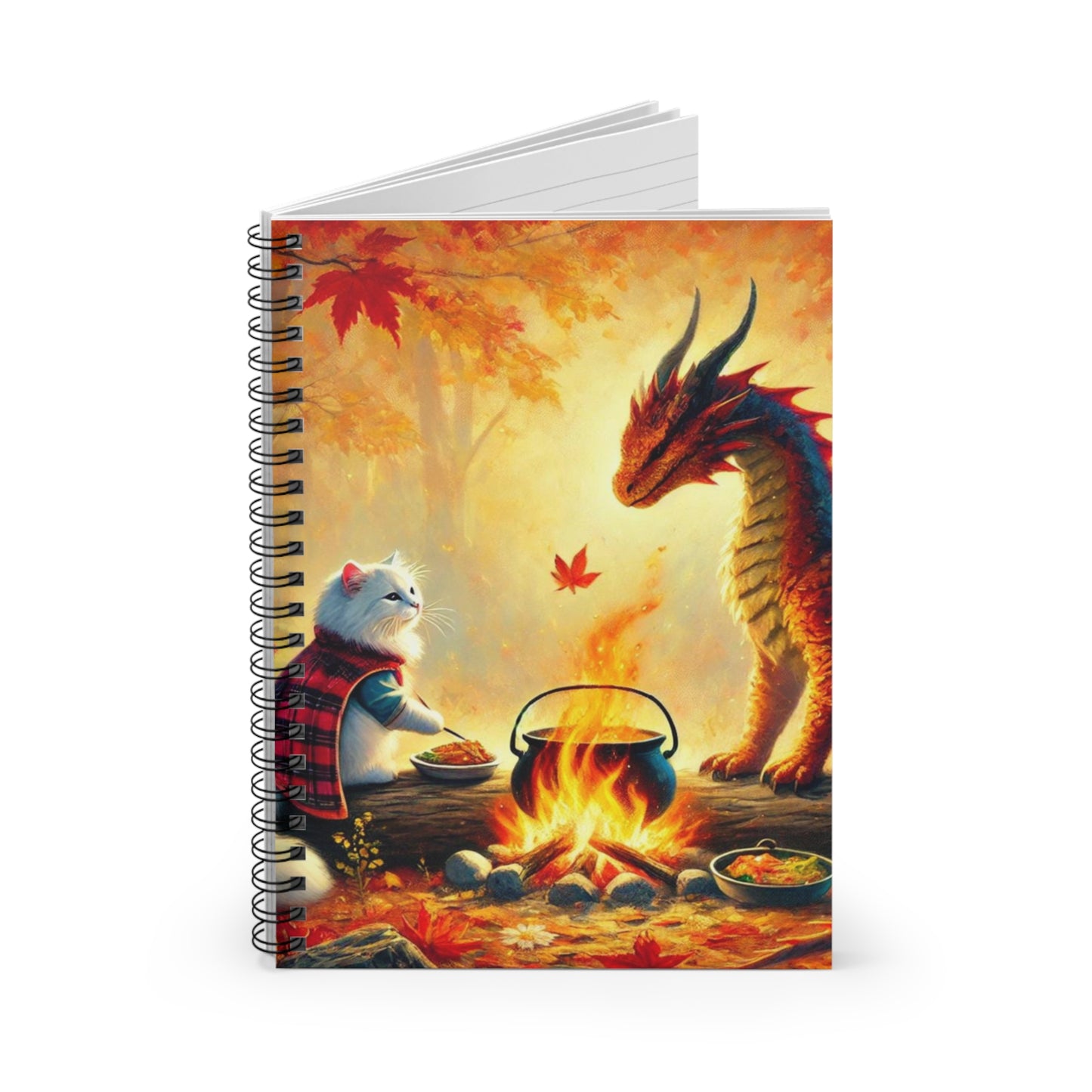 Dragon Fall Campfires - Cat Adventures - Spiral Notebook - Ruled Line   